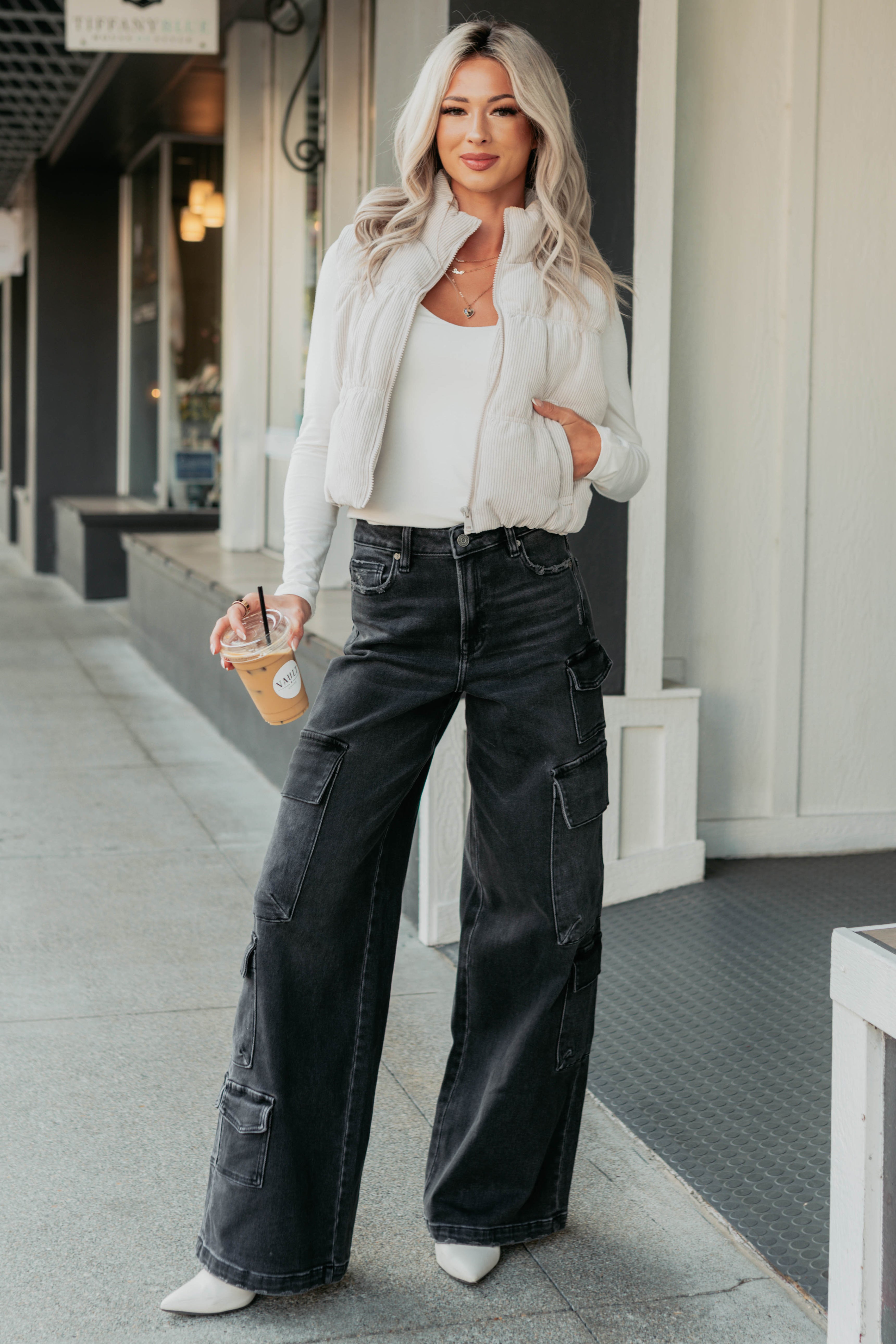 Deep Connections Corduroy Puffer Vest (Cream)-The Formal Wear