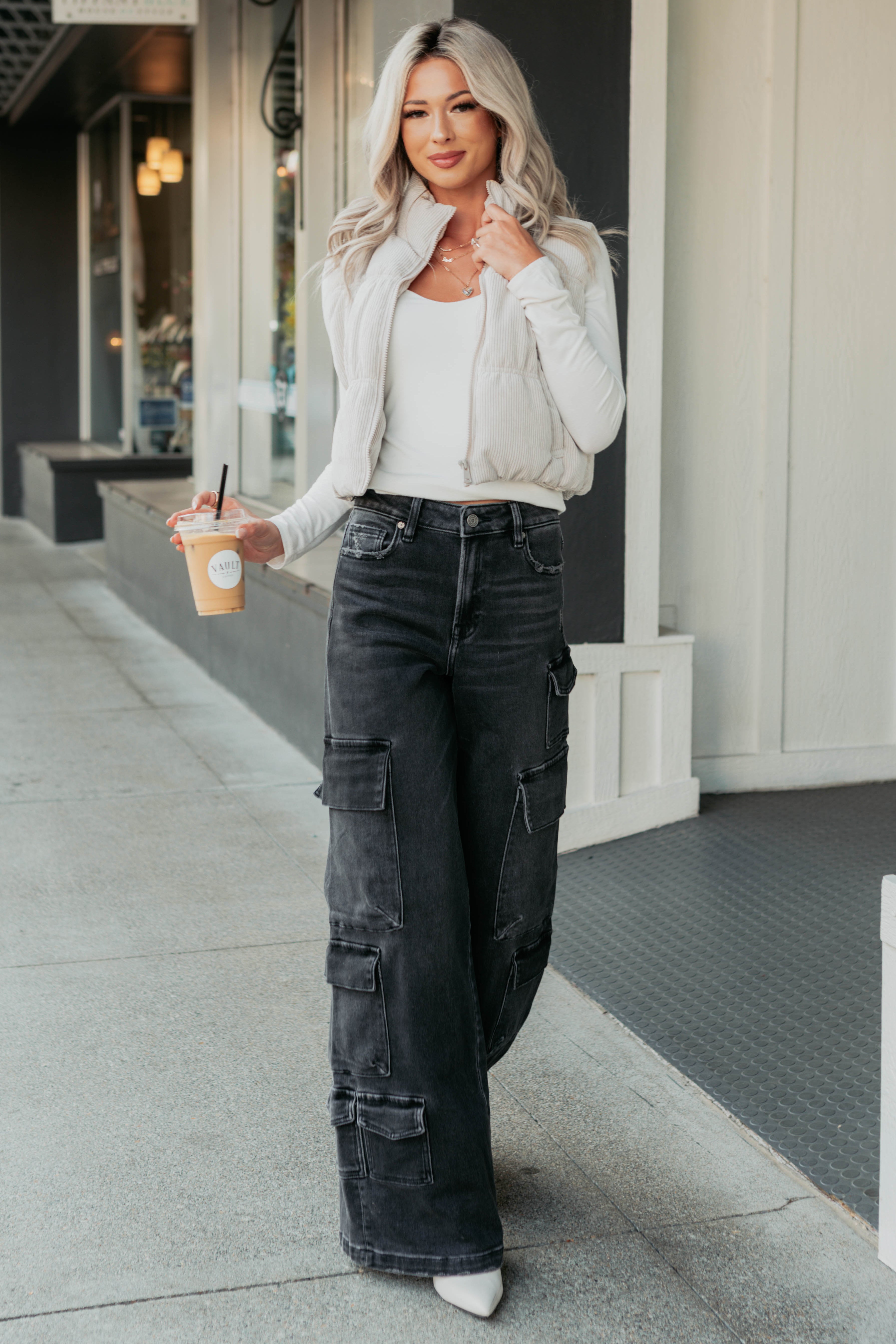 Deep Connections Corduroy Puffer Vest (Cream)-The Formal Wear