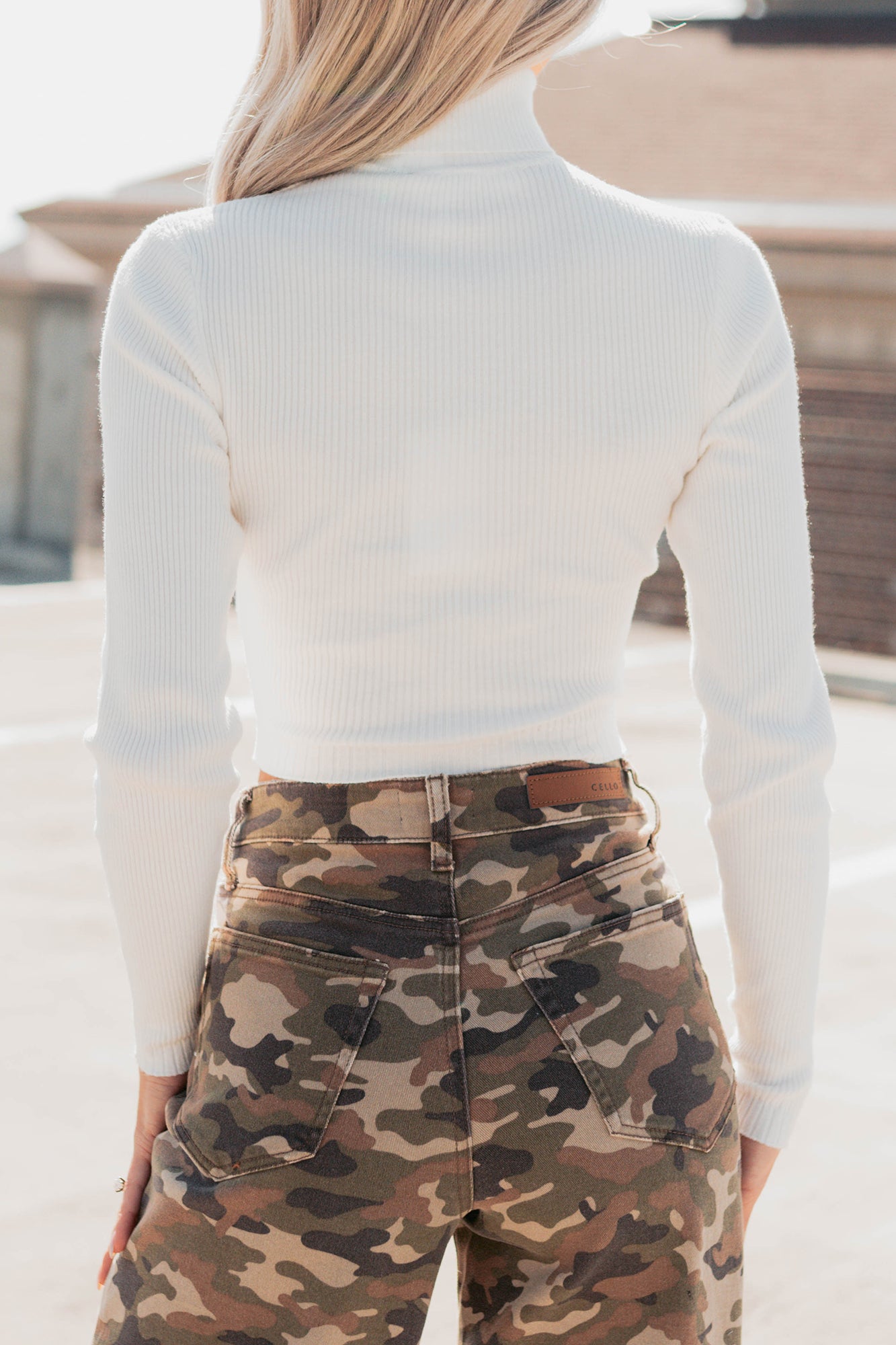 Simply Divine Ribbed Turtle Neck Crop Top (Ivory)-The Formal Wear