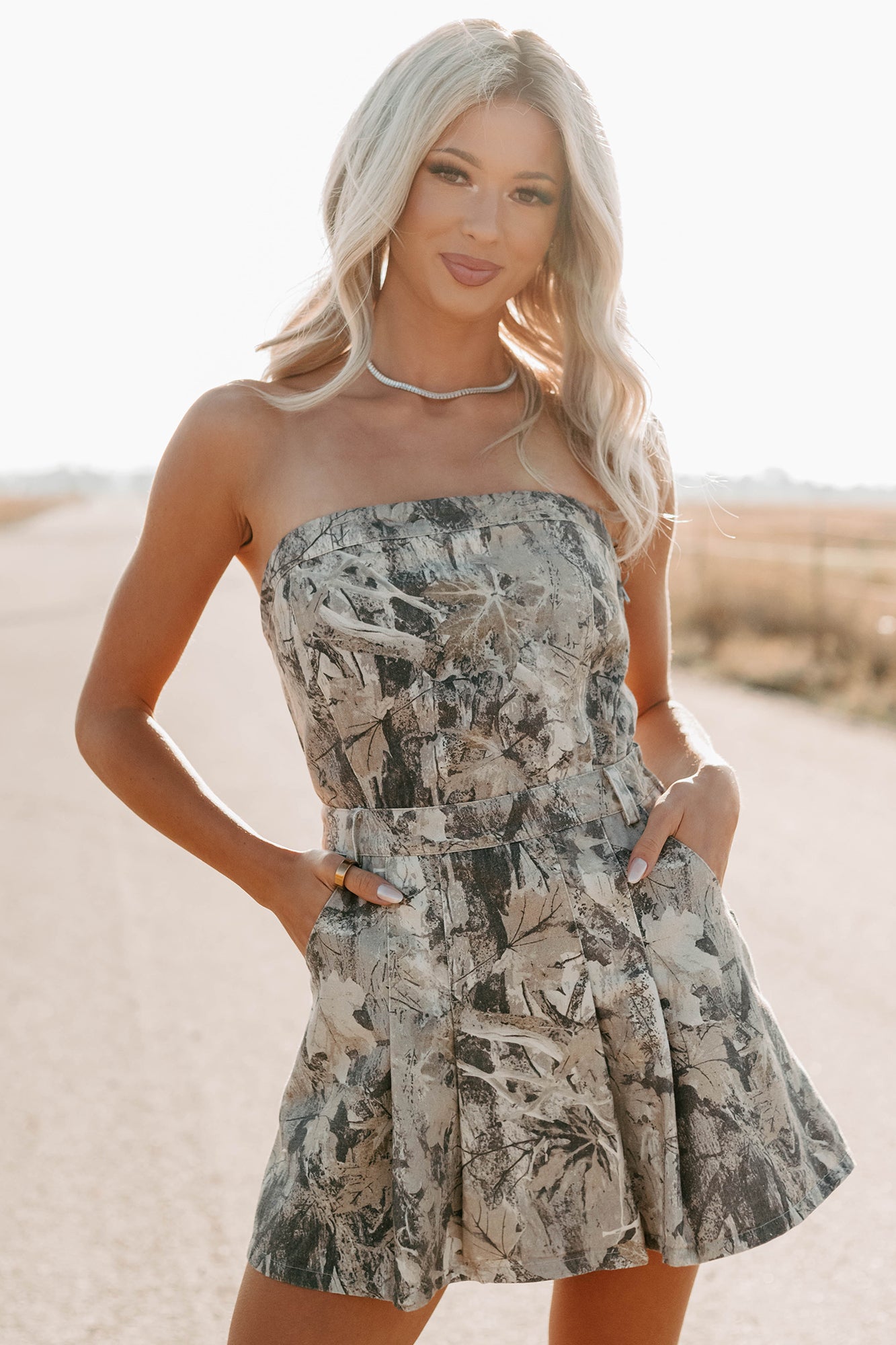 Bold Vision Strapless Denim Mini Dress (Camouflage)-The Formal Wear
