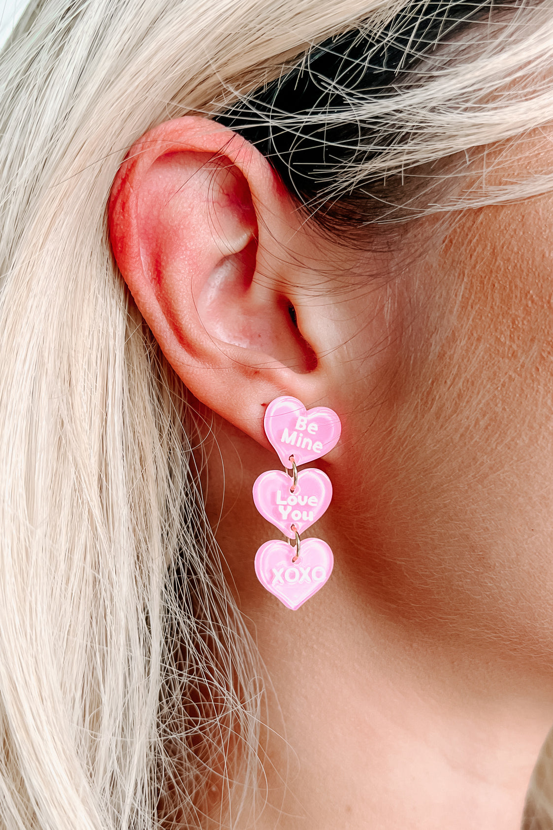 Confess Your Love Dangle Earrings (Light Pink)-The Formal Wear