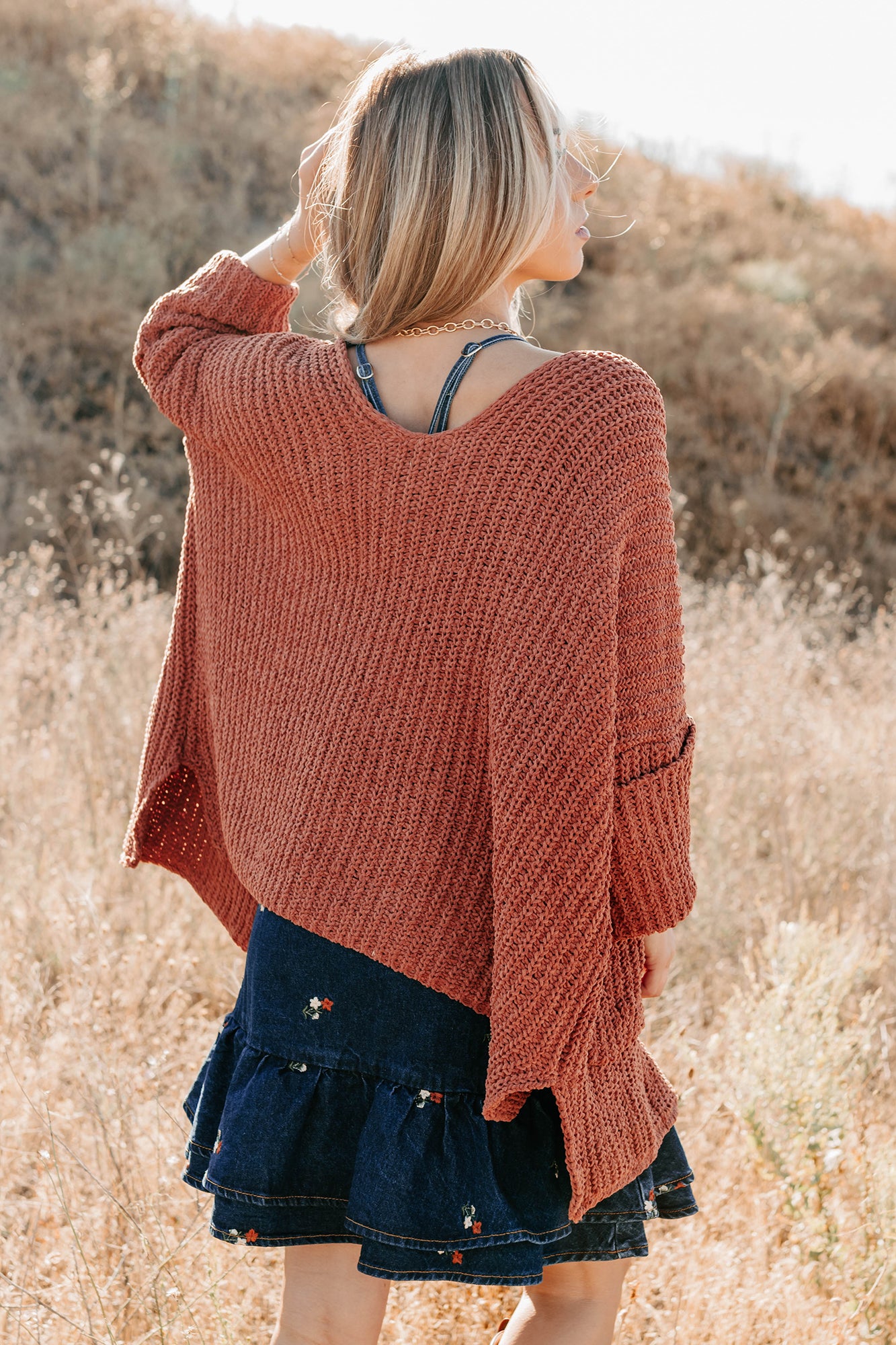 Quiet Times Cuffed Sleeve POL Cardigan (Brick)-The Formal Wear