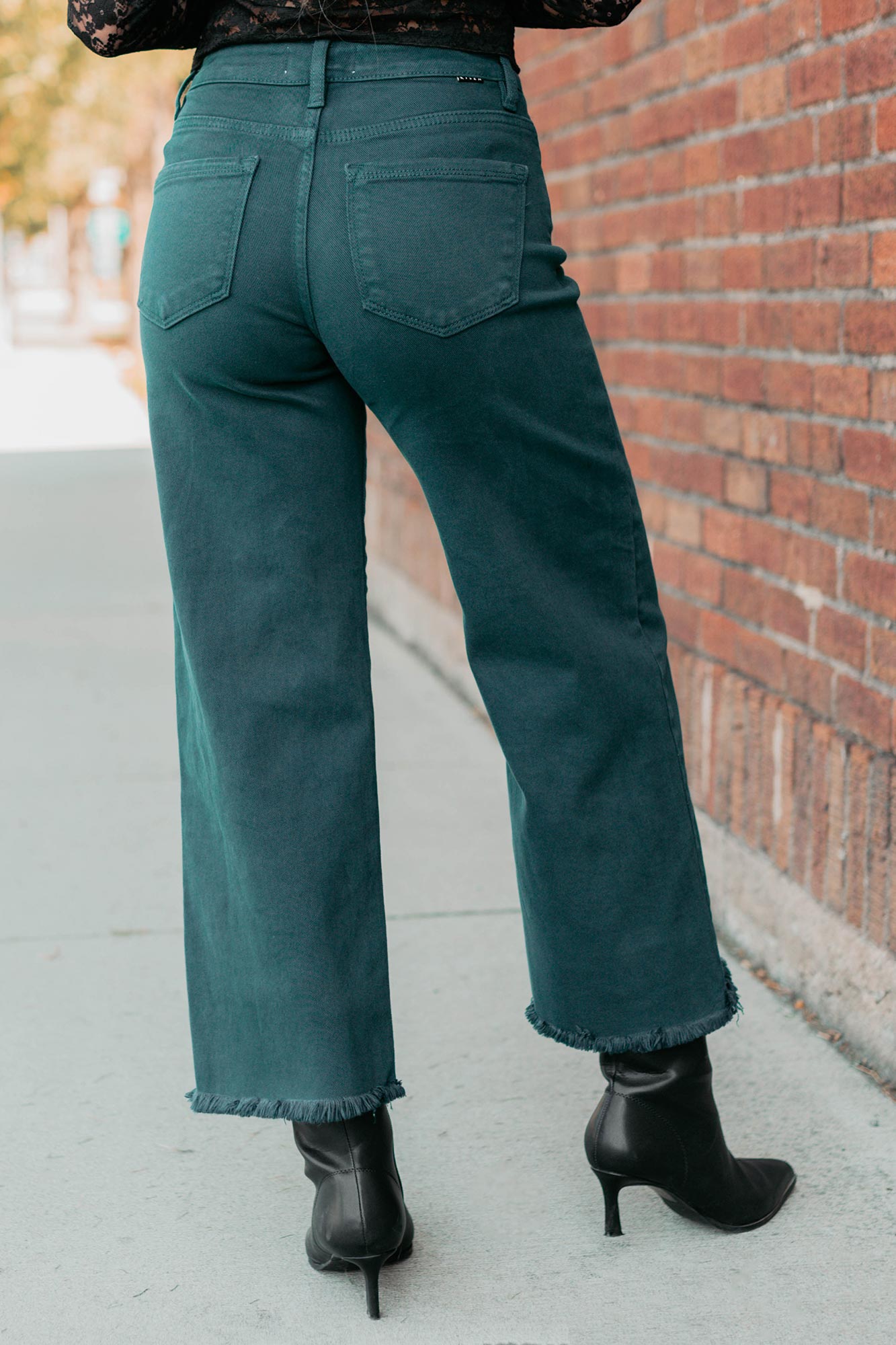 Walter High Rise Wide Crop Risen Jeans (Hunter Green)-The Formal Wear