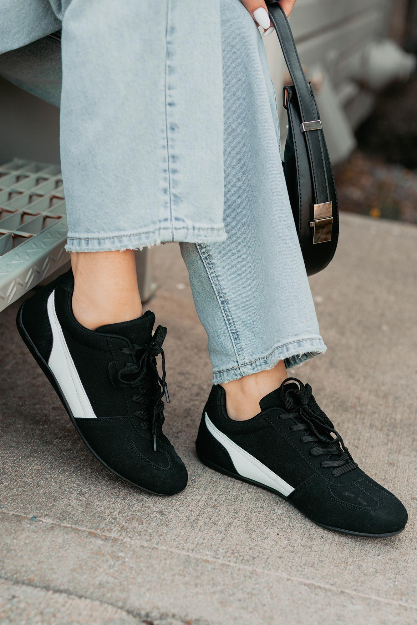 Endurance Edge Lace-Up Faux Suede Sneakers (Black)-The Formal Wear