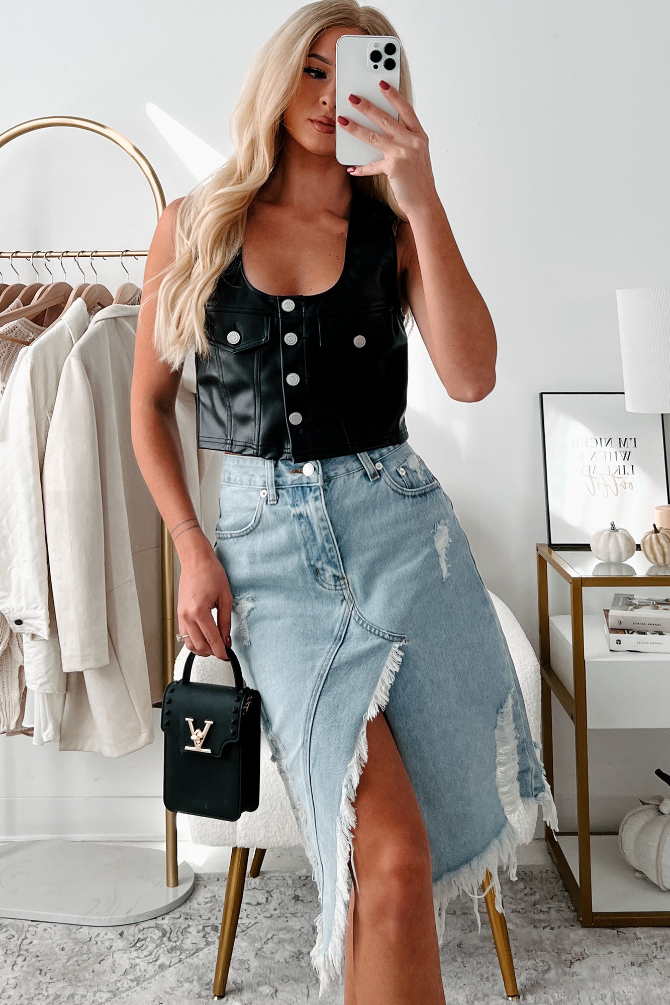 Ria Sleeveless Pleather Vest (Black)-The Formal Wear