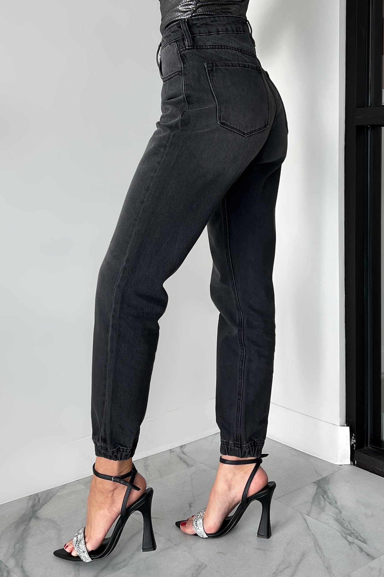 Sean High Rise Button Fly Kancan Jogger Jeans (Grey)-The Formal Wear