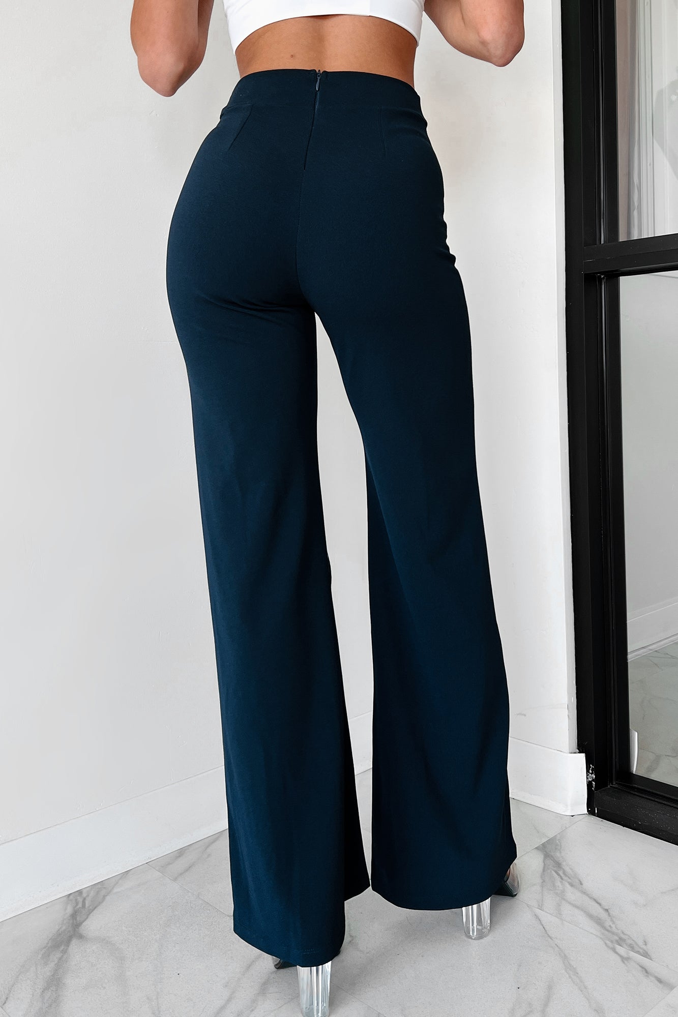 Work Talk High Waist Dress Pant (Navy)-The Formal Wear