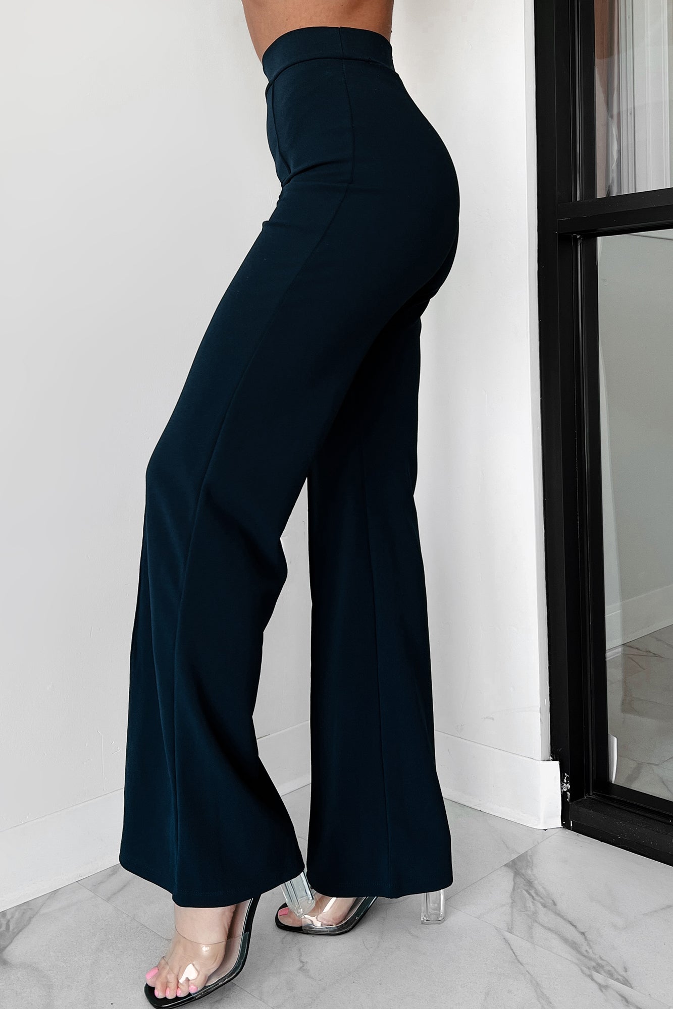 Work Talk High Waist Dress Pant (Navy)-The Formal Wear