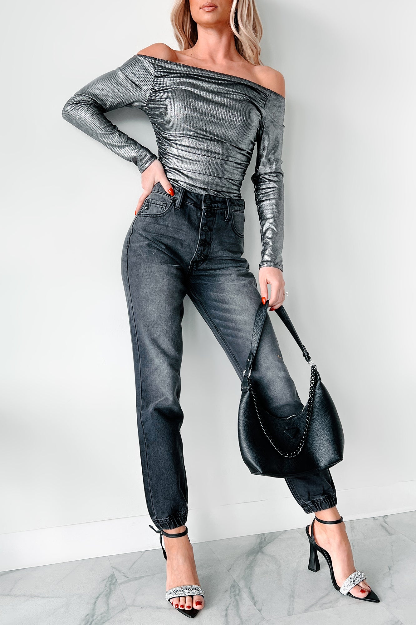 Sean High Rise Button Fly Kancan Jogger Jeans (Grey)-The Formal Wear