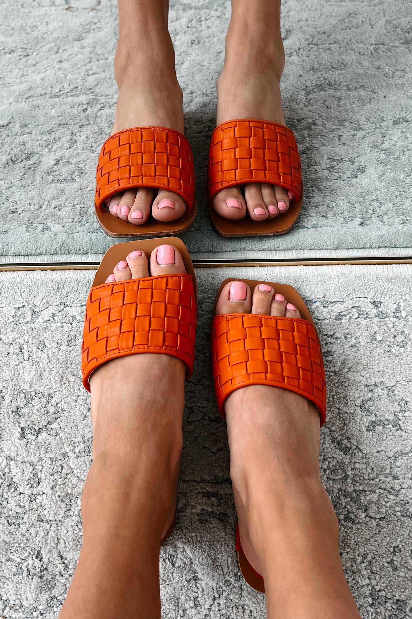 Never Going Back Woven Slide Sandals (Orange)-The Formal Wear