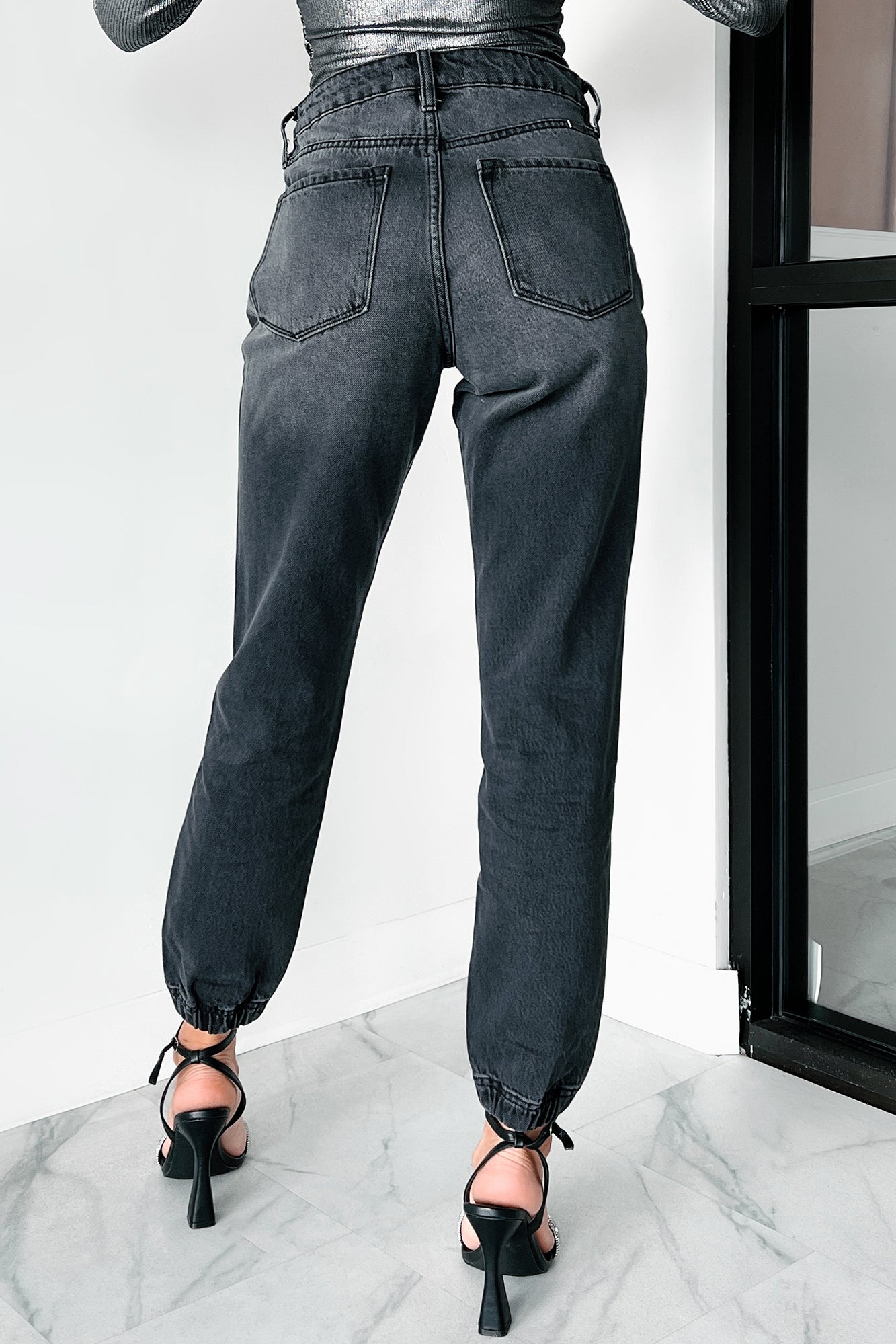 Sean High Rise Button Fly Kancan Jogger Jeans (Grey)-The Formal Wear