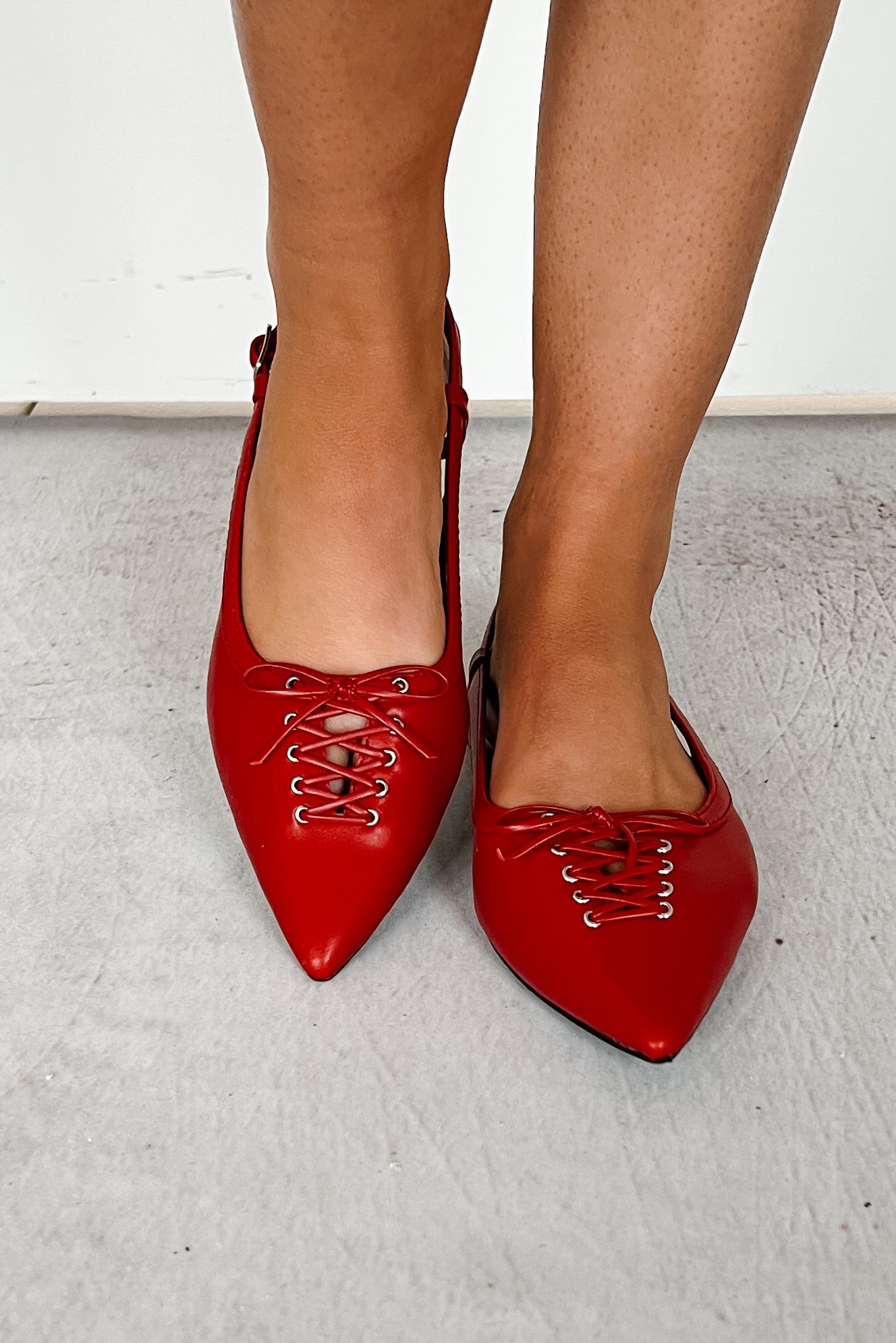 Blaire Pointed Slingback Mule (Red)-The Formal Wear