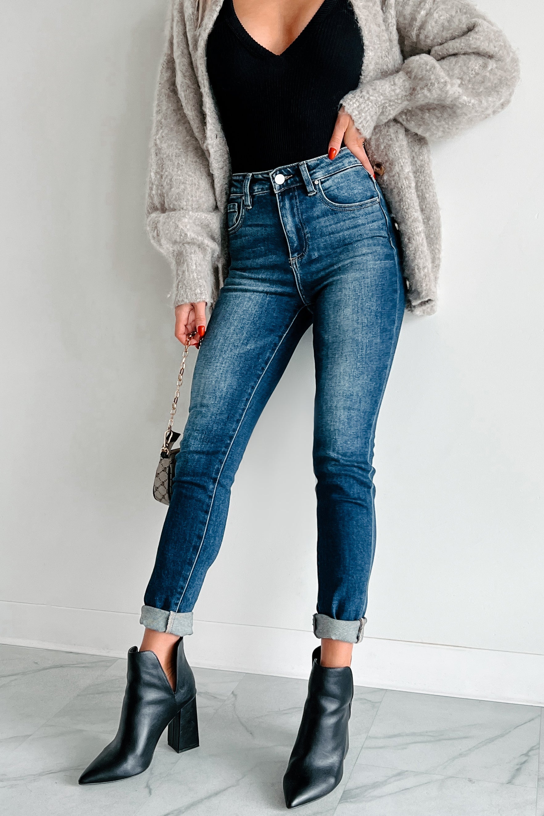 Acacia High Rise Non-Distressed Risen Skinny Jeans (Dark)-The Formal Wear