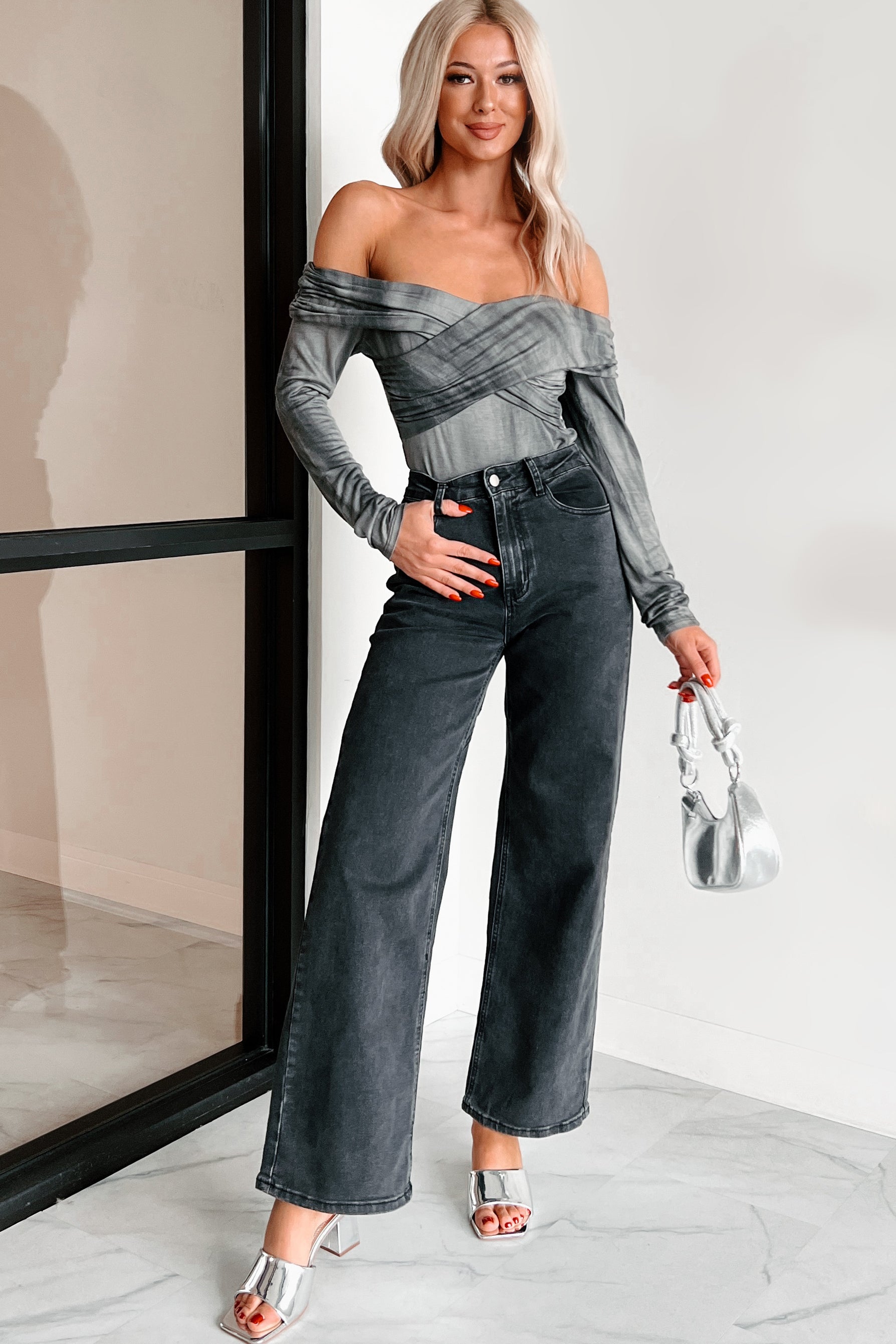 Tyelee TheFormalWear Original Non-Distressed Wide Leg Jeans (Washed Black)-The Formal Wear