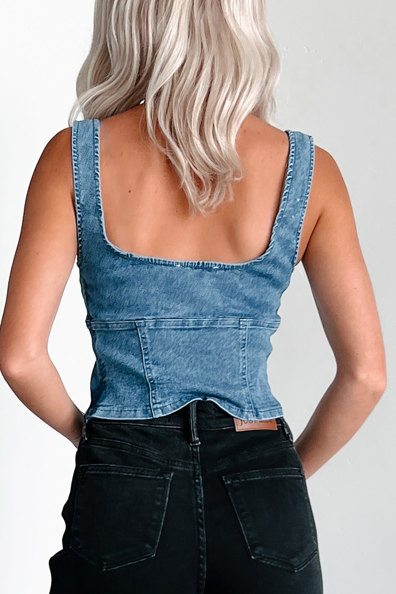 Born With Charm Denim Tank Top (Dark Denim)-The Formal Wear