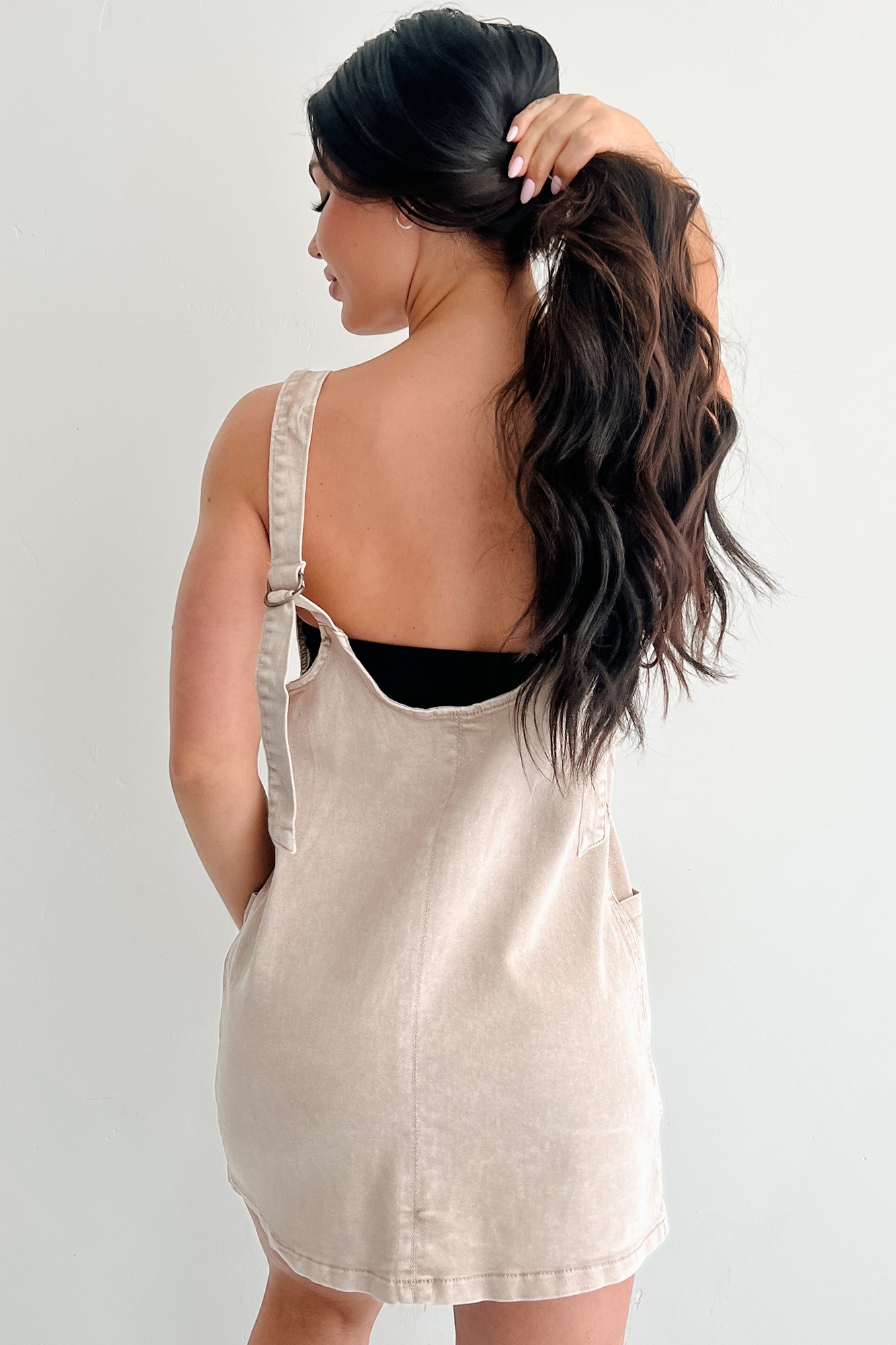 Living Steady Denim Overall Dress (Ash Mocha)-The Formal Wear