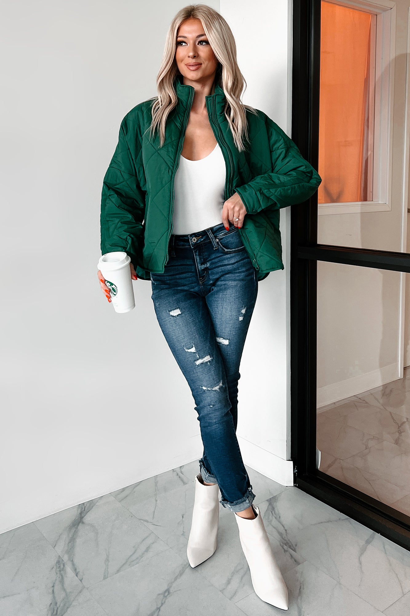 Autumn Memories Quilted Jacket (Varsity Green)-The Formal Wear