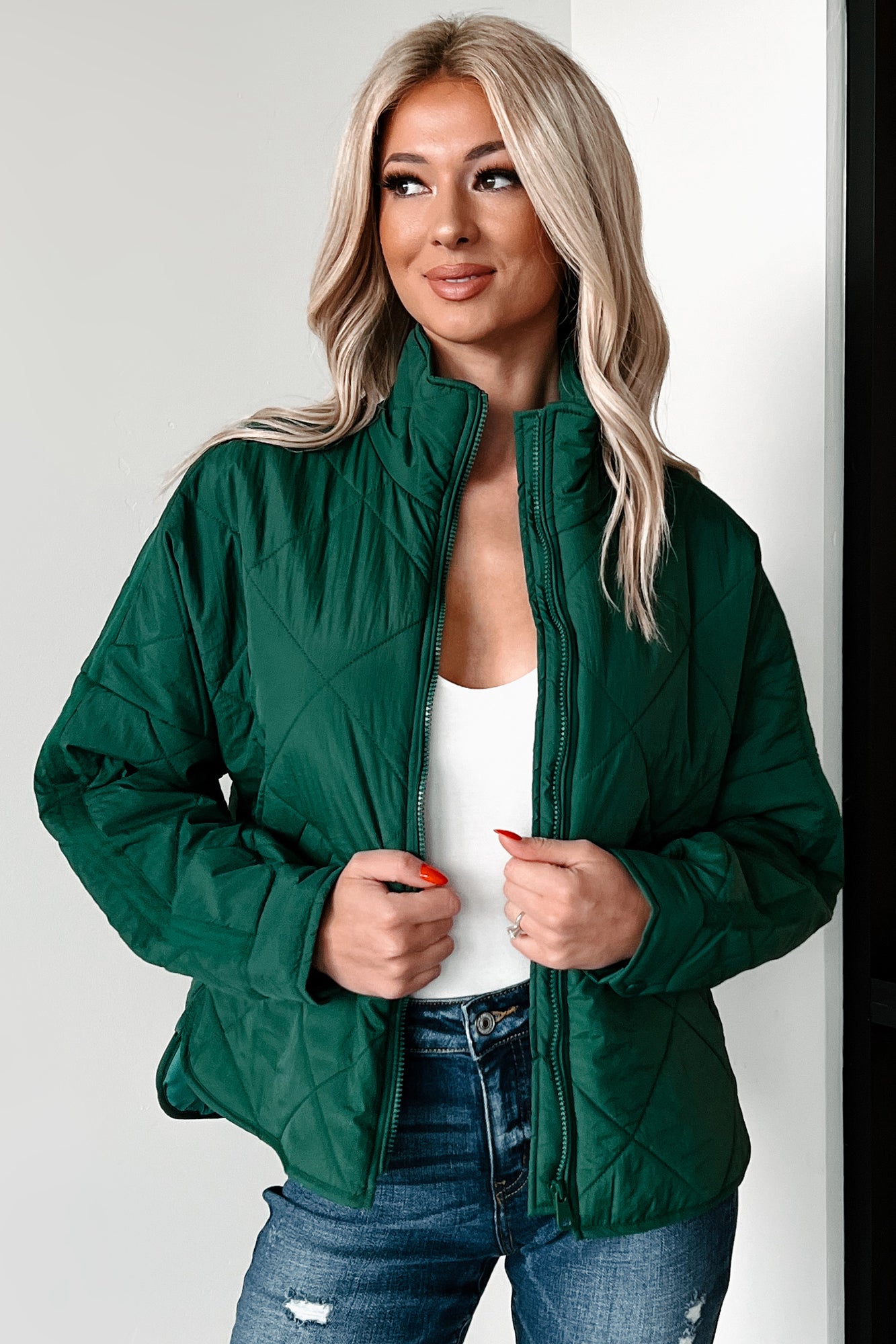 Autumn Memories Quilted Jacket (Varsity Green)-The Formal Wear