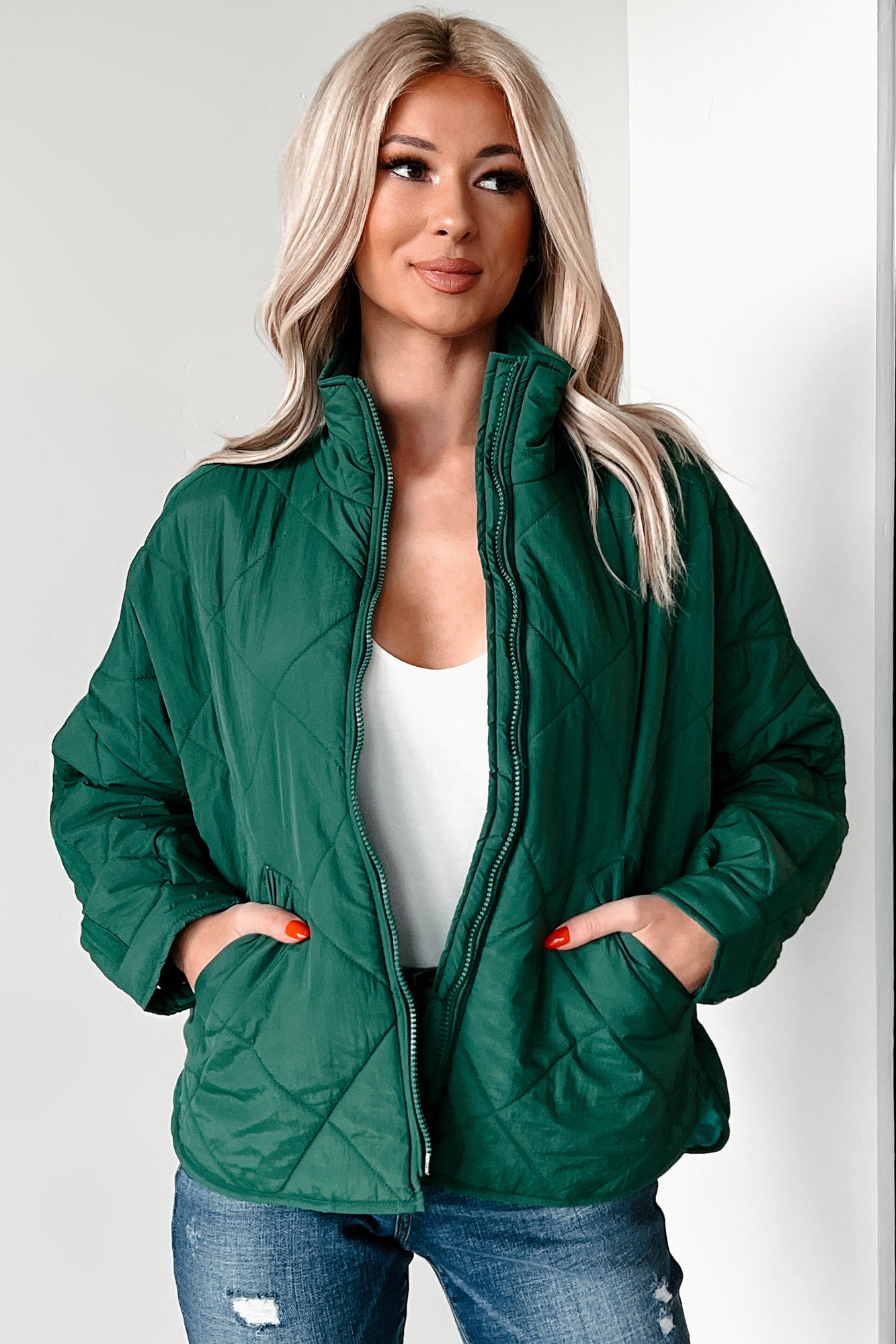Autumn Memories Quilted Jacket (Varsity Green)-The Formal Wear