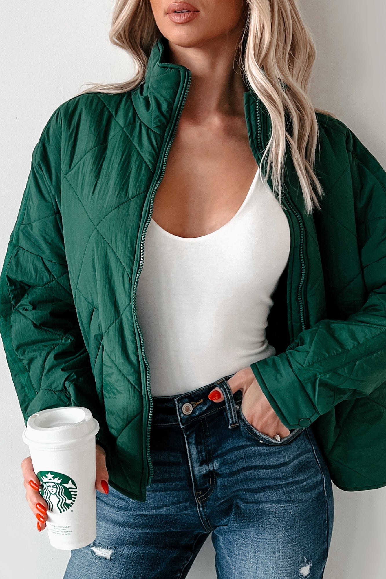 Autumn Memories Quilted Jacket (Varsity Green)-The Formal Wear