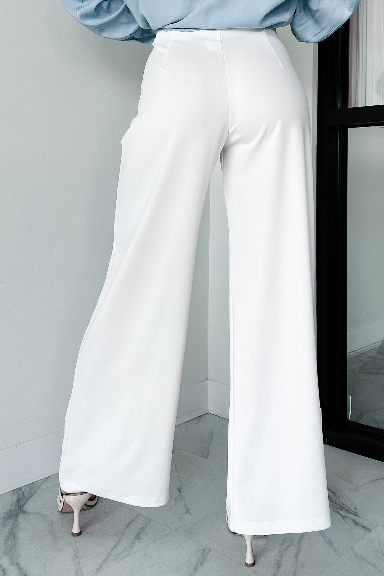 Working Together Wide Leg Pants (Off White)-The Formal Wear