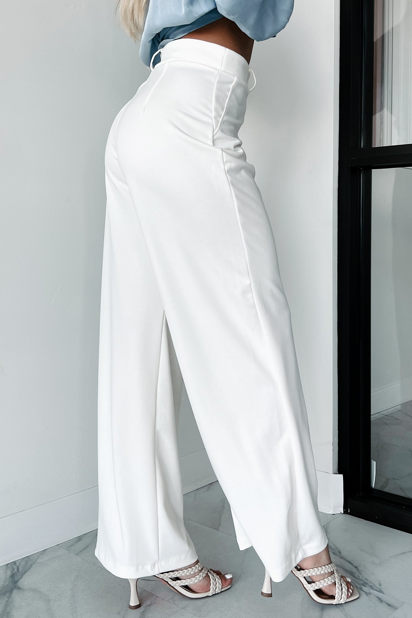 Working Together Wide Leg Pants (Off White)-The Formal Wear