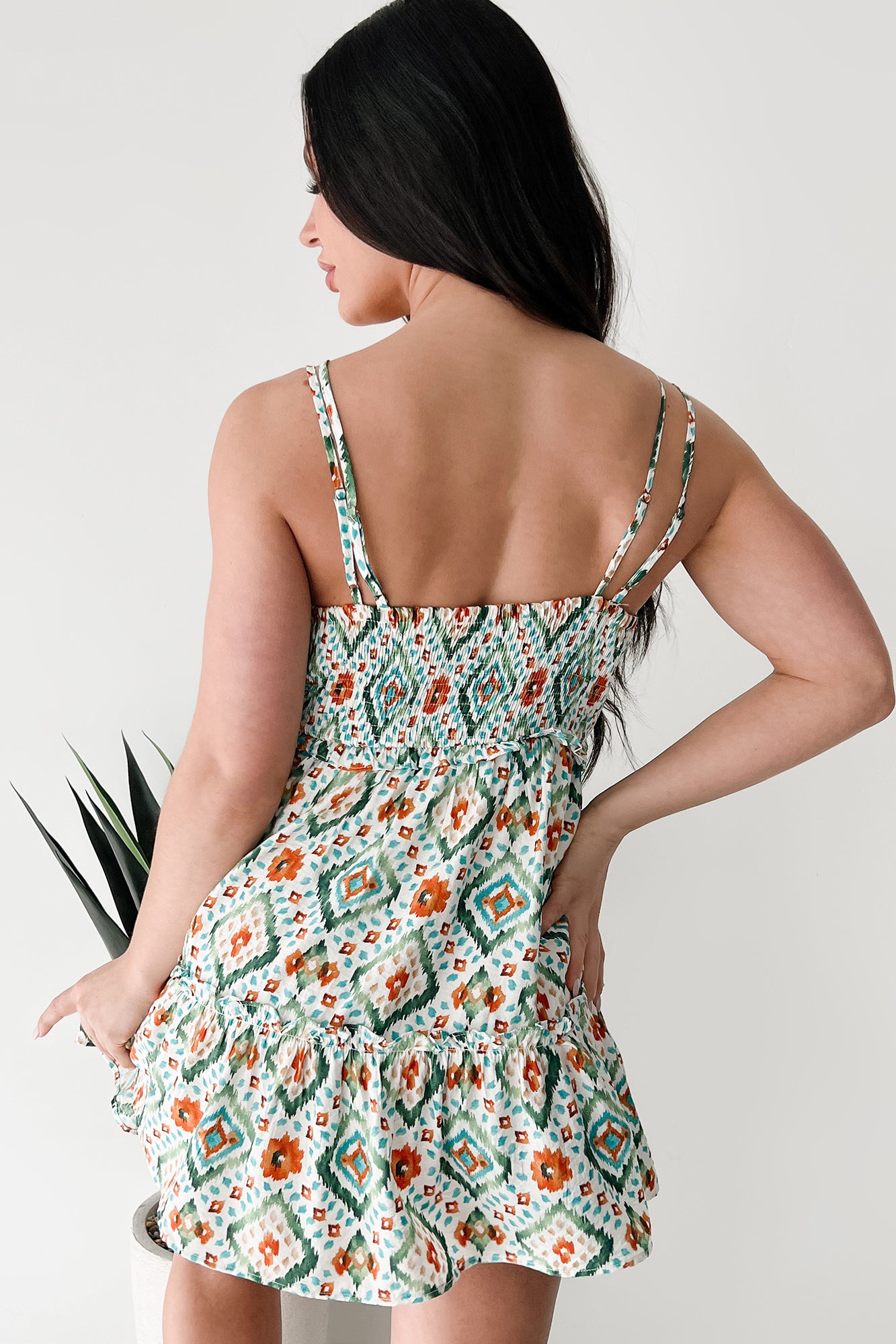 Forest Walk Sleeveless Abstract Mini Dress (Green/Multi)-The Formal Wear