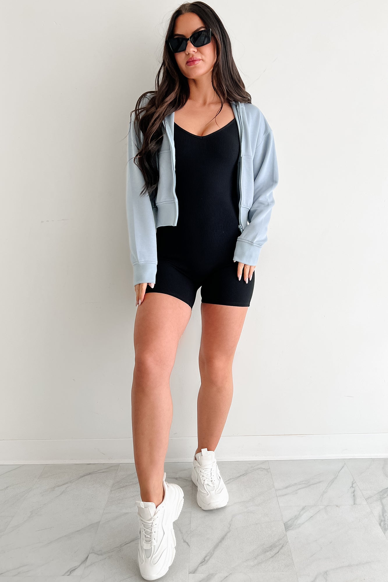 Ready Set Hustle Sleeveless Fitted Romper (Black)-The Formal Wear