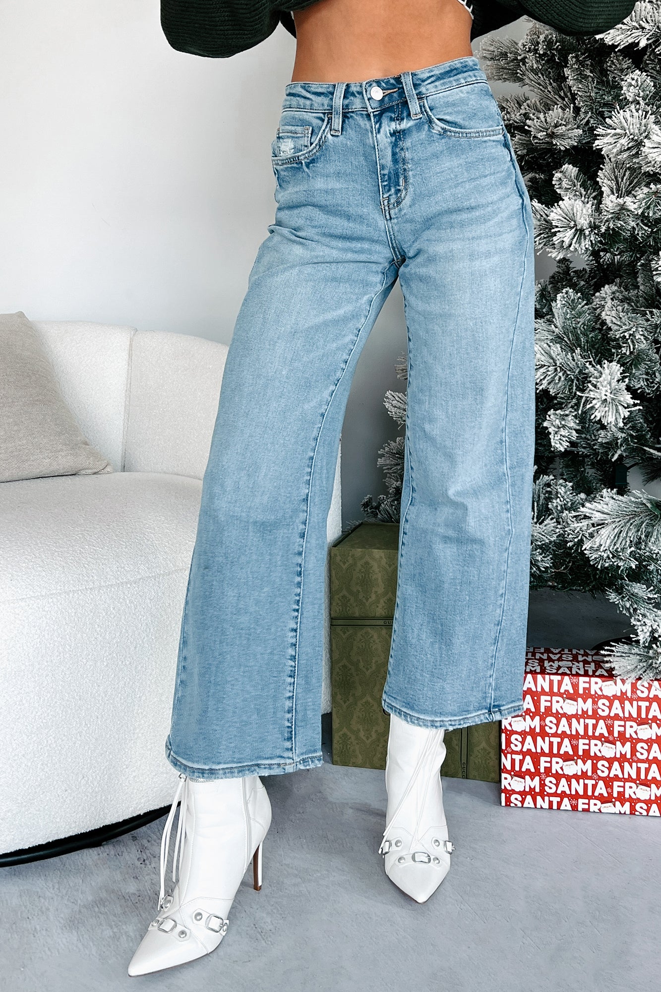 Brayden High Rise Wide Leg Baggy Vervet Jeans (Medium Light)-The Formal Wear