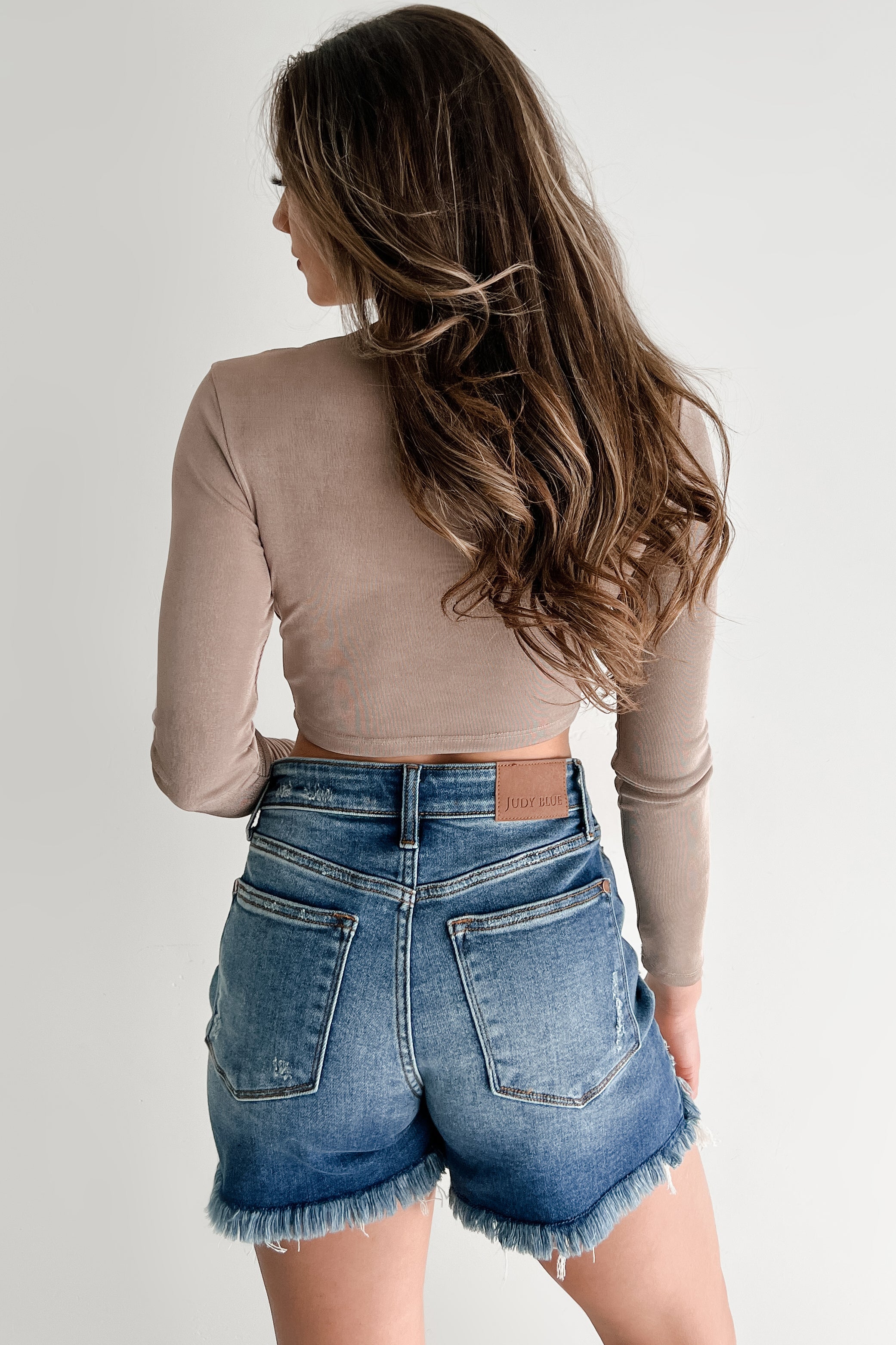 Enchanted Illusion Cut Out Long Sleeve Top (Soft Mocha)-The Formal Wear