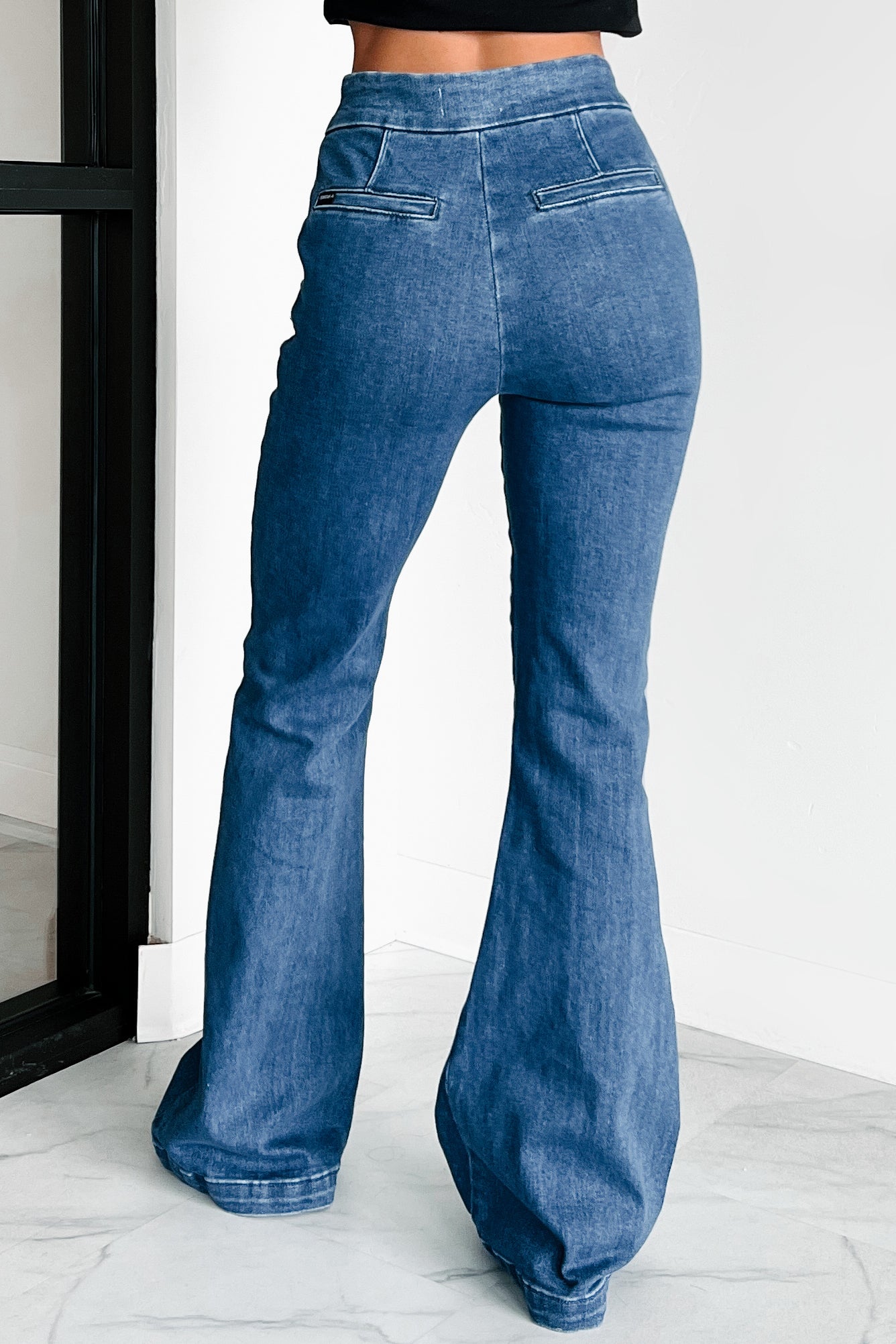 Abigail Special A High Rise Trouser Flare Jeans (Dark)-The Formal Wear