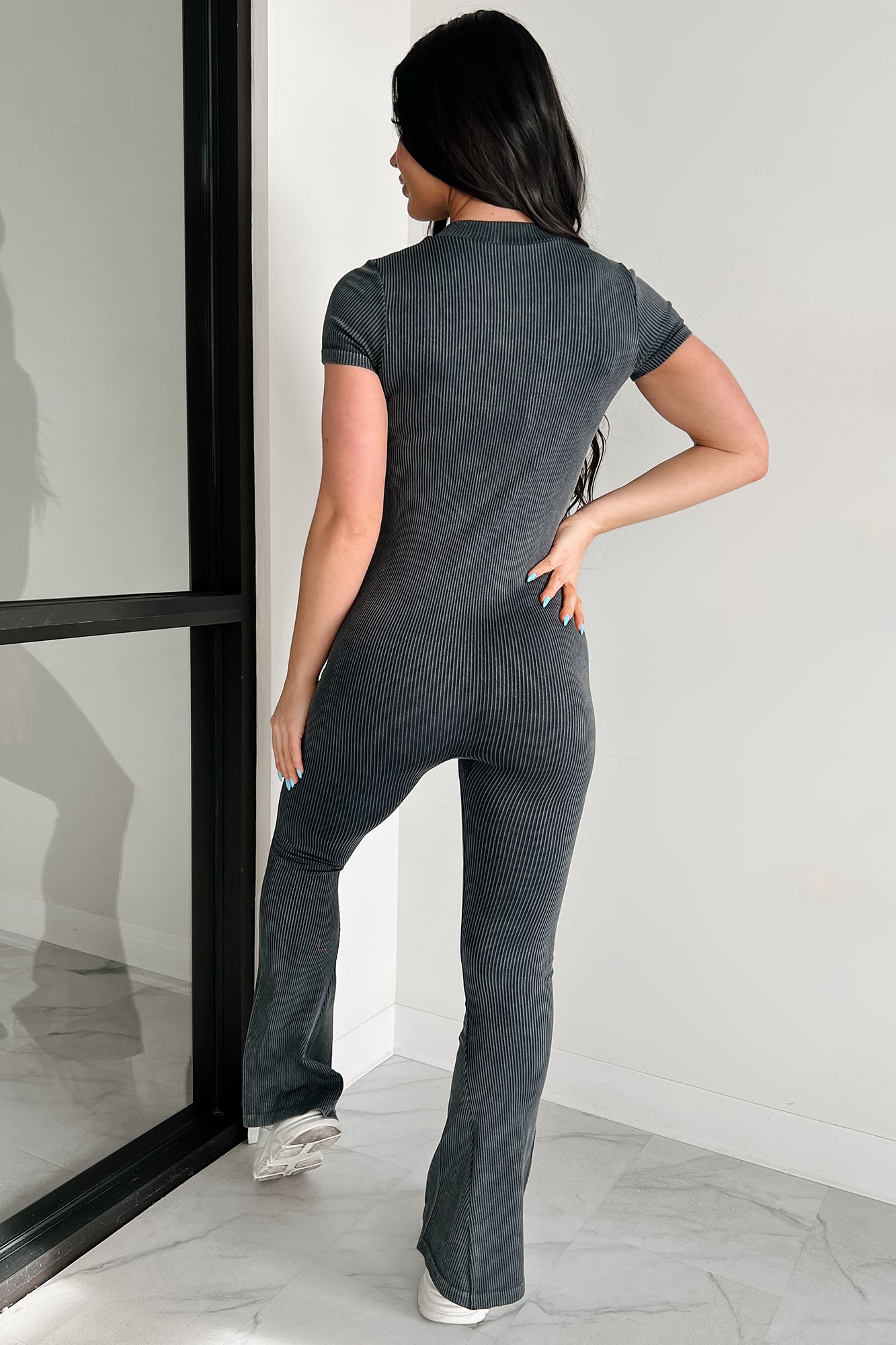 Stone Fox Evening Rib Knit Catsuit (Black)-The Formal Wear