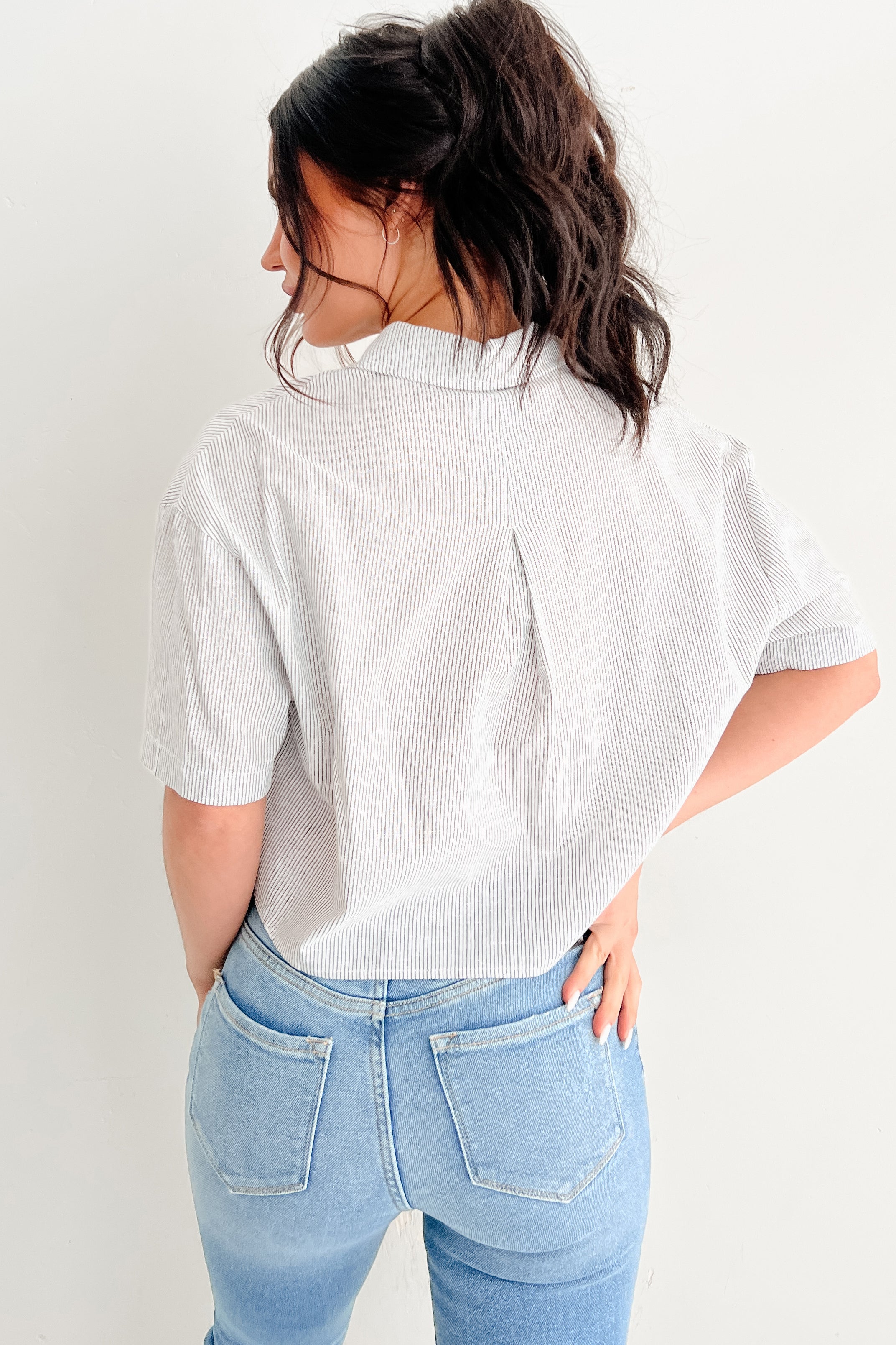 Endless Moods Striped Crop Shirt (White)-The Formal Wear