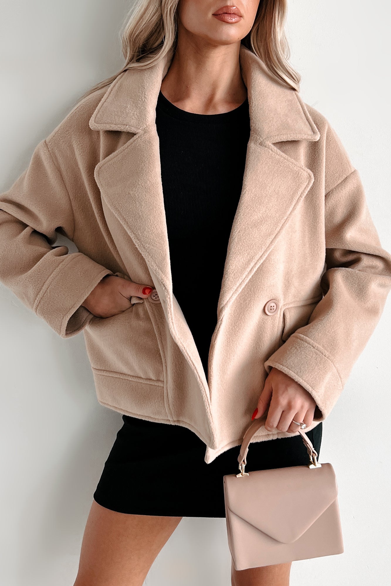 Shiloh Fuzzy Knit Jacket (Light Taupe)-The Formal Wear