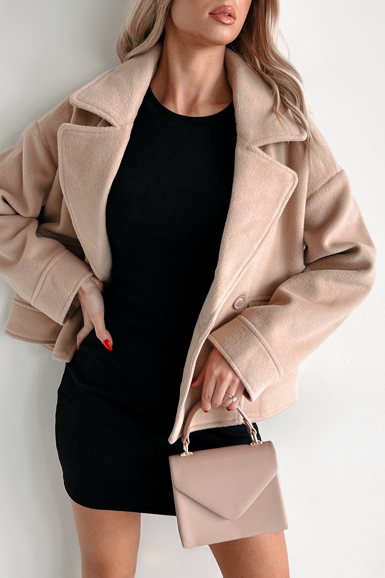 Shiloh Fuzzy Knit Jacket (Light Taupe)-The Formal Wear