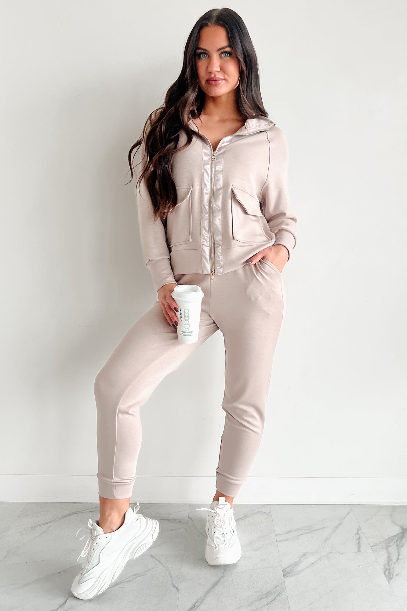 Cool As A Cucumber Hoodie & Sweatpants Set (Taupe)-The Formal Wear