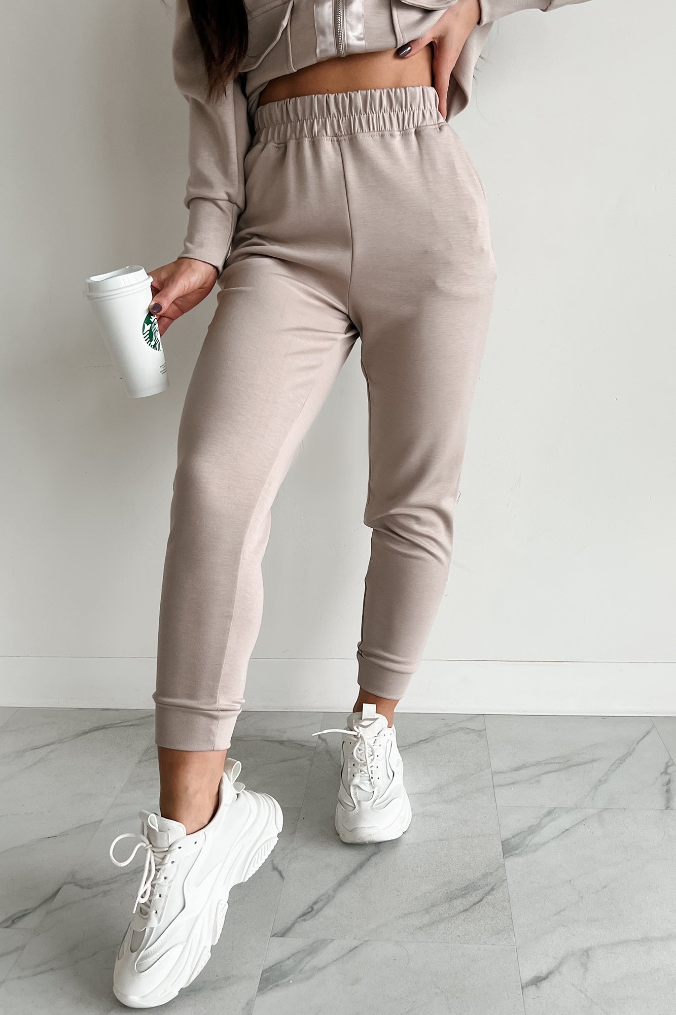 Cool As A Cucumber Hoodie & Sweatpants Set (Taupe)-The Formal Wear