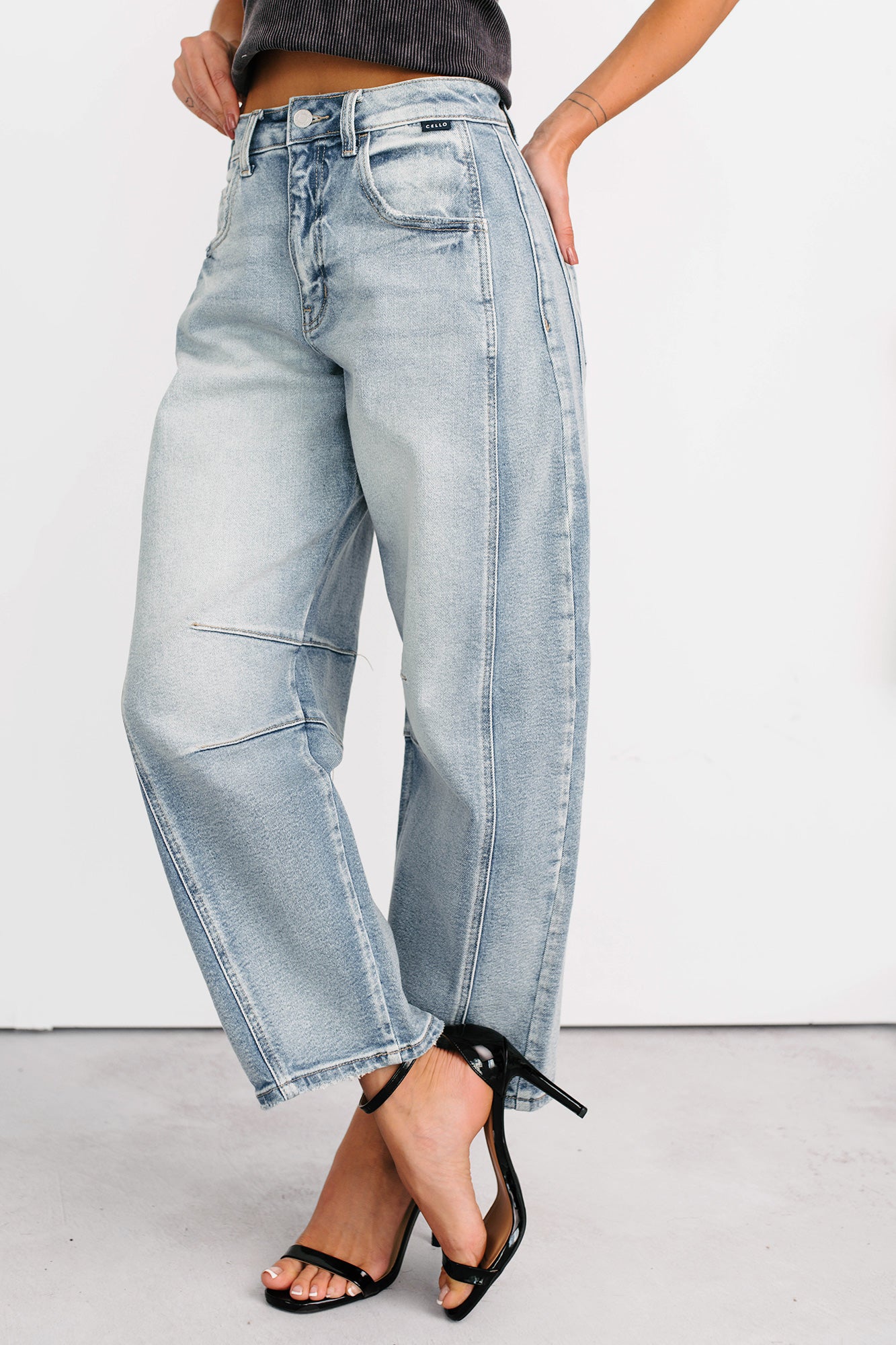 Colette Mid Rise Barrel Cello Jeans (Light)-The Formal Wear