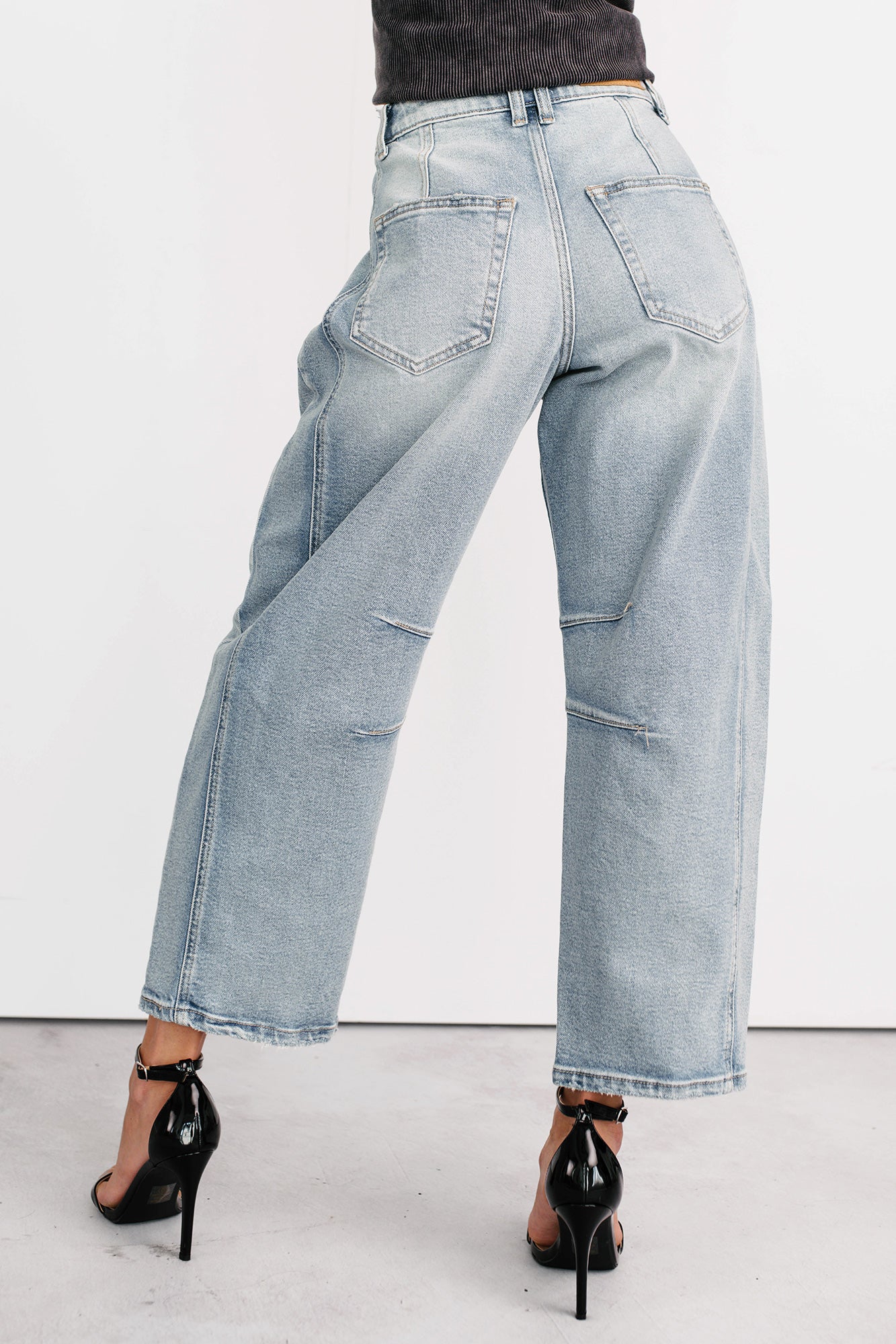 Colette Mid Rise Barrel Cello Jeans (Light)-The Formal Wear