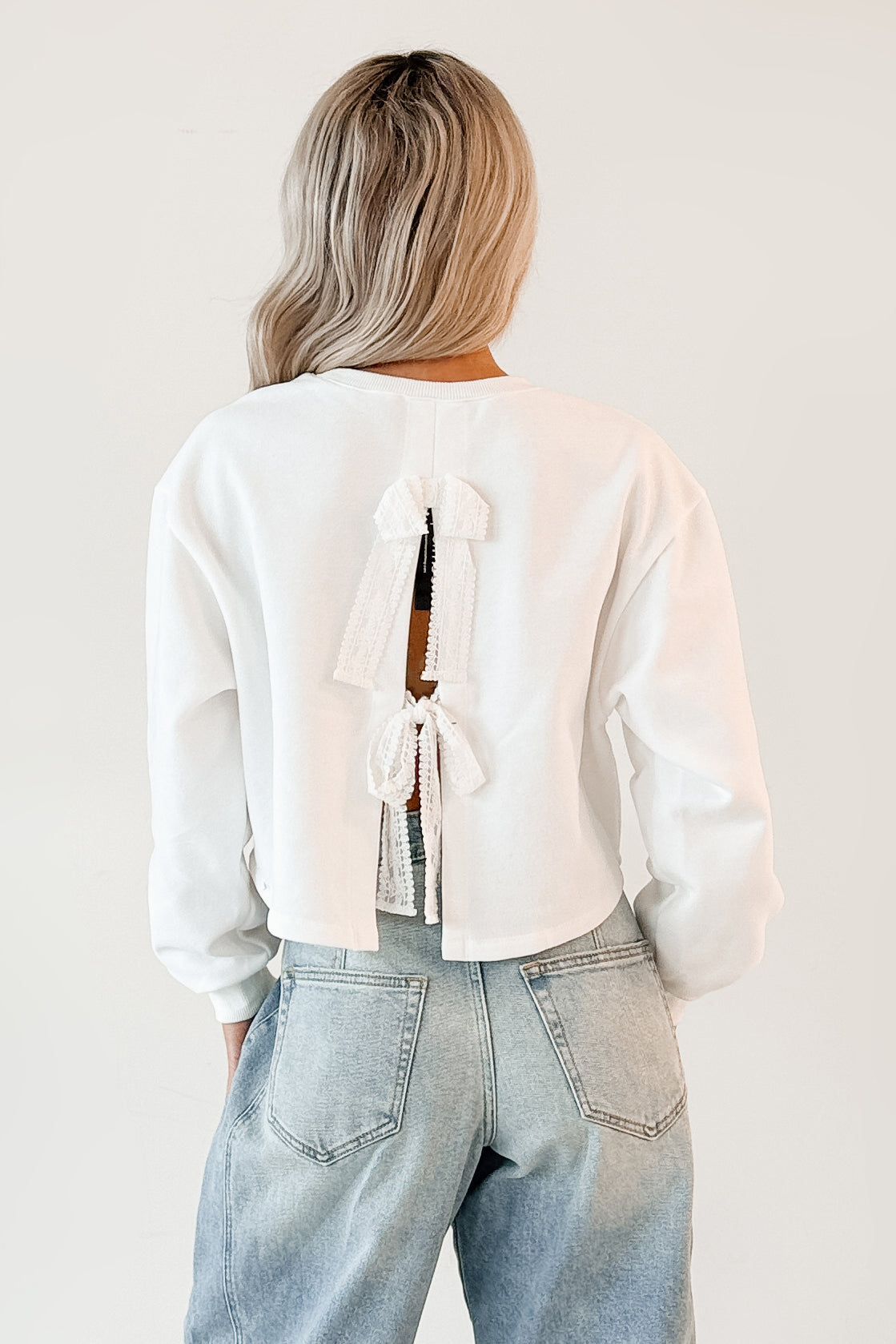 Avielle Papermoon Bow Back Sweatshirt (Ivory)-The Formal Wear