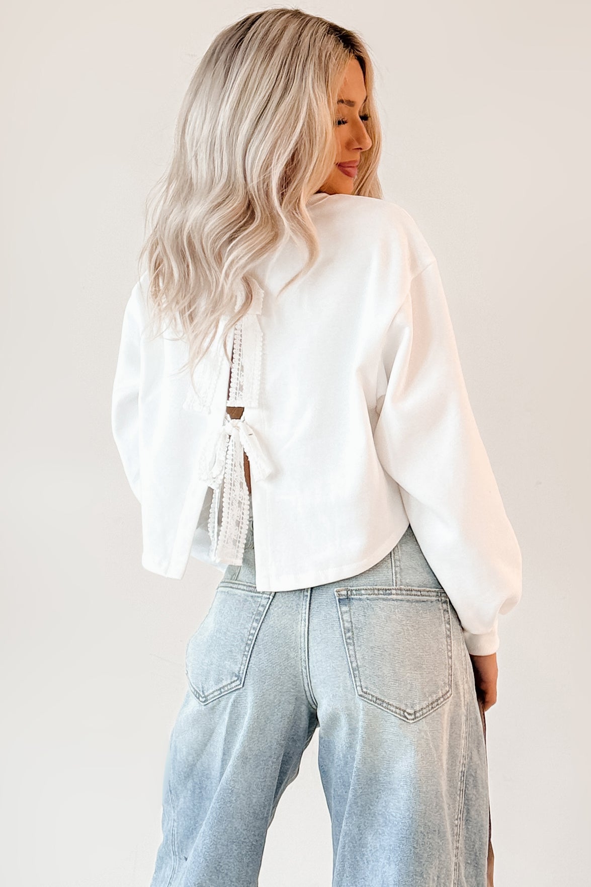 Avielle Papermoon Bow Back Sweatshirt (Ivory)-The Formal Wear