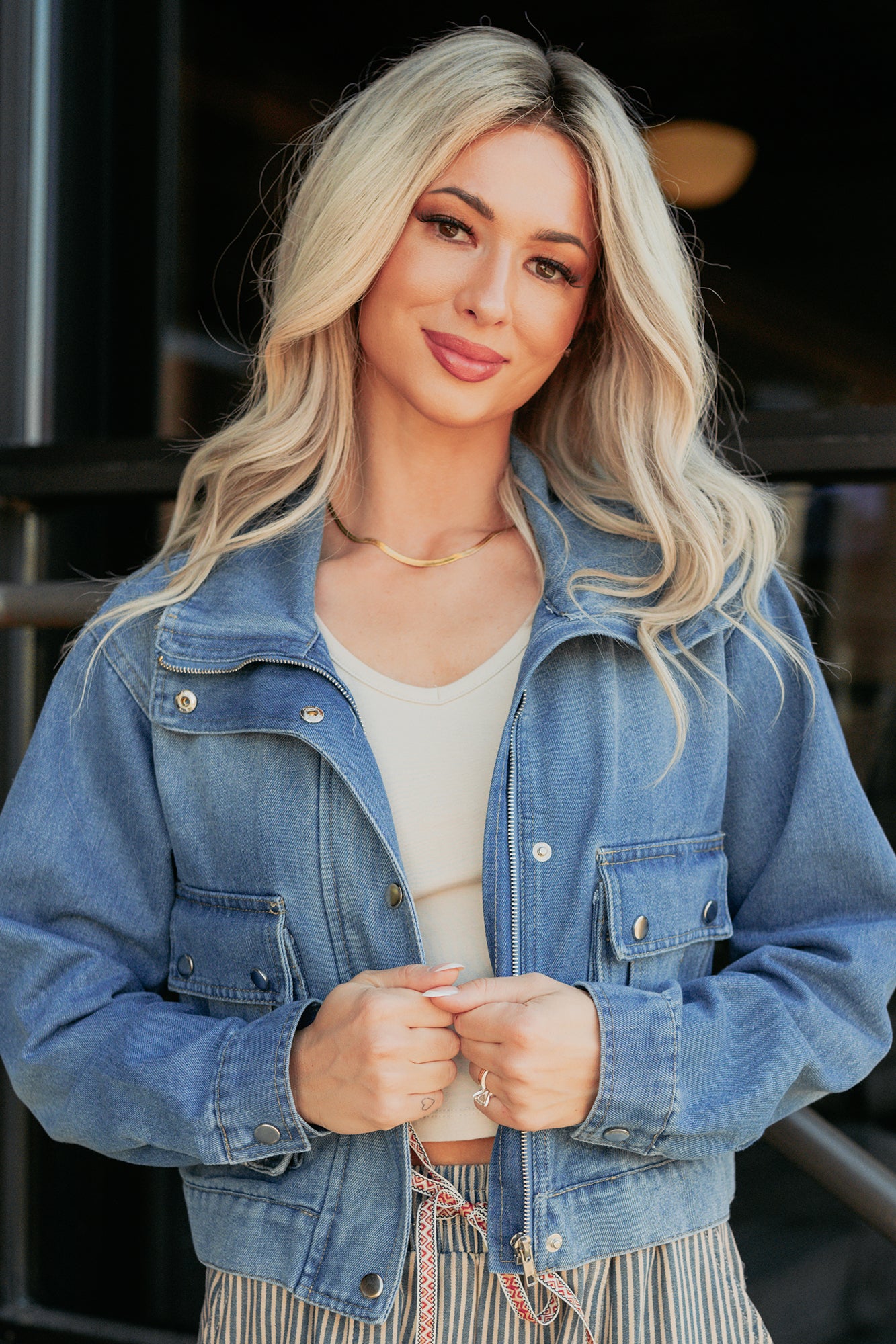 Open Days Denim Cargo Jacket (Medium)-The Formal Wear