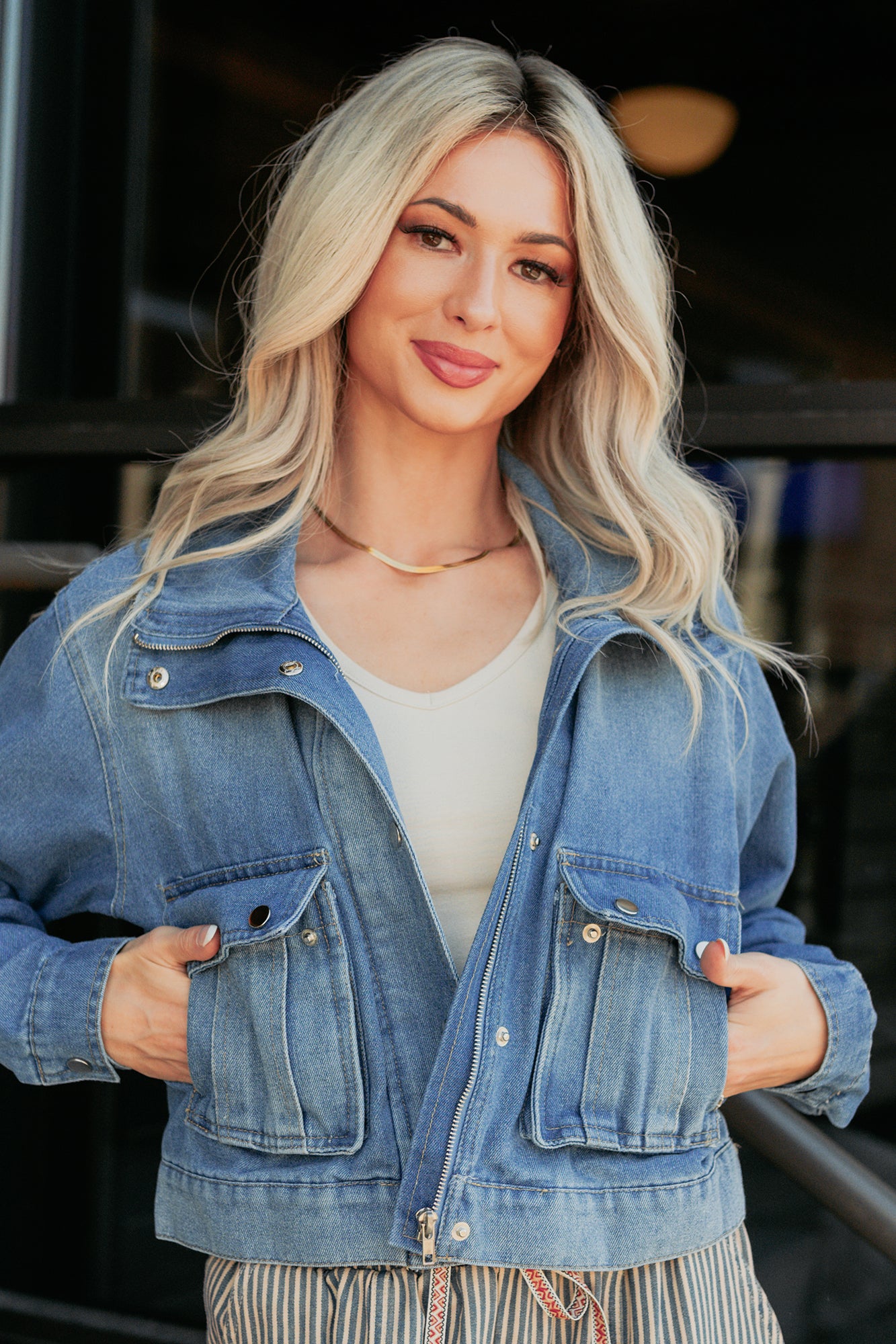 Open Days Denim Cargo Jacket (Medium)-The Formal Wear