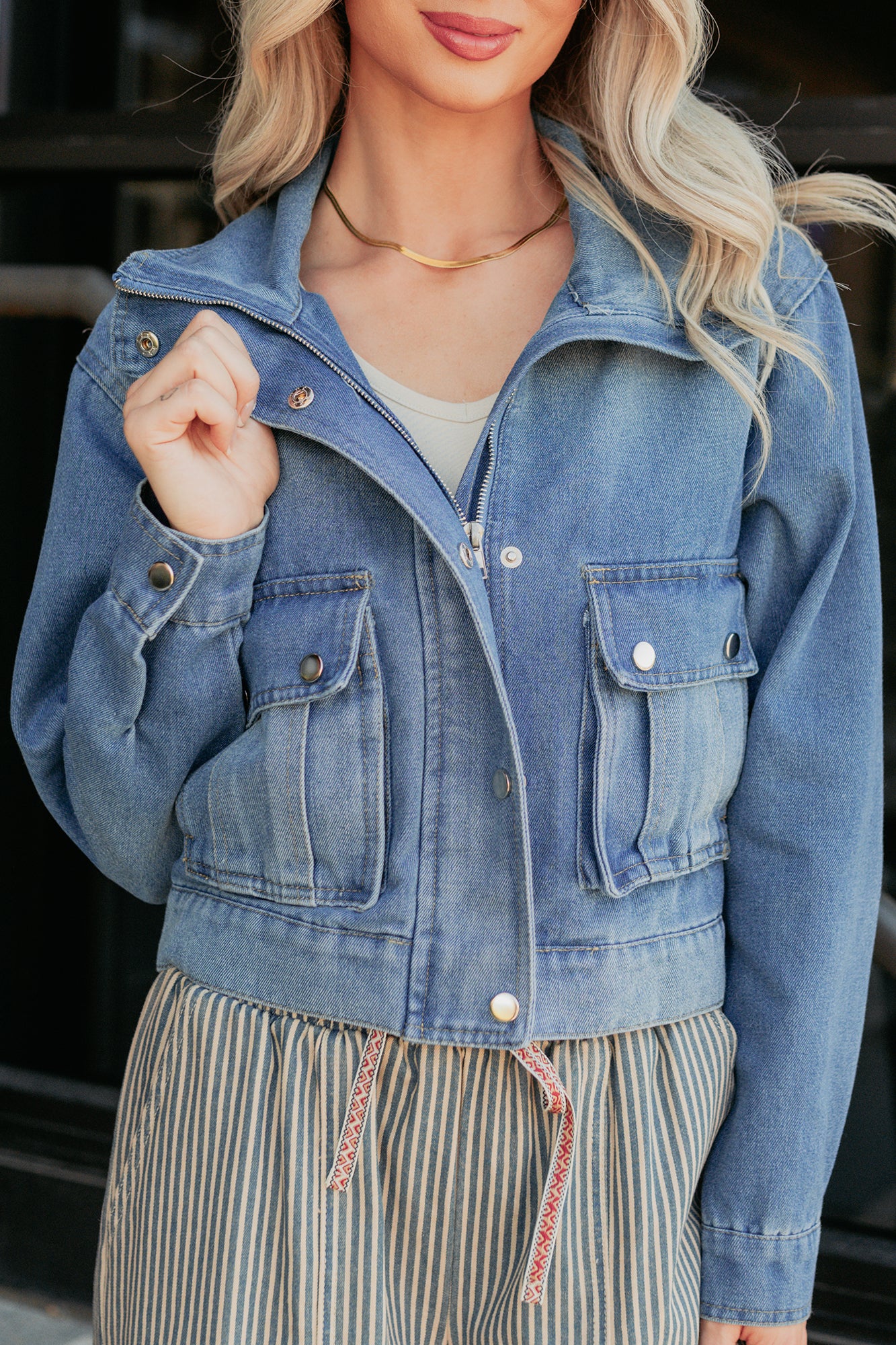 Open Days Denim Cargo Jacket (Medium)-The Formal Wear