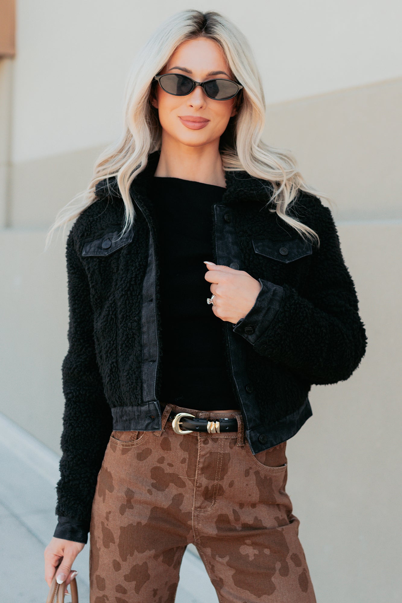 No Worries Here Sherpa Crop Kancan Jacket (Black)-The Formal Wear