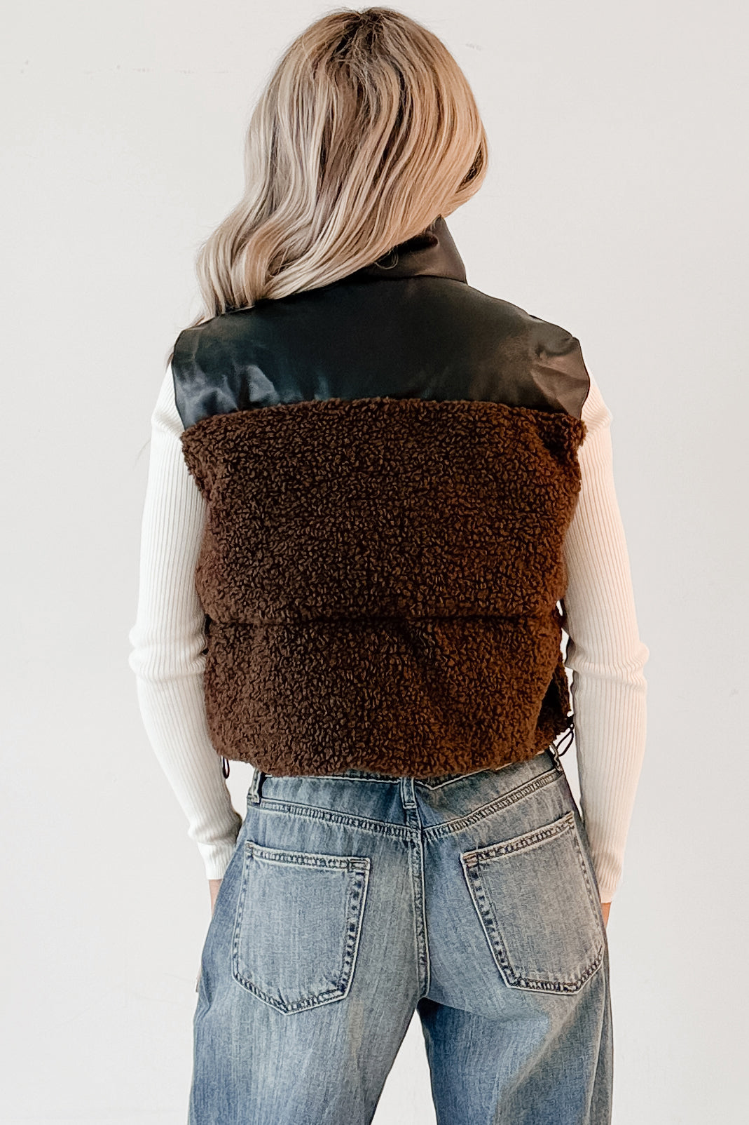 Candle Lit Nights Sherpa Puffer Vest (Brown)-The Formal Wear
