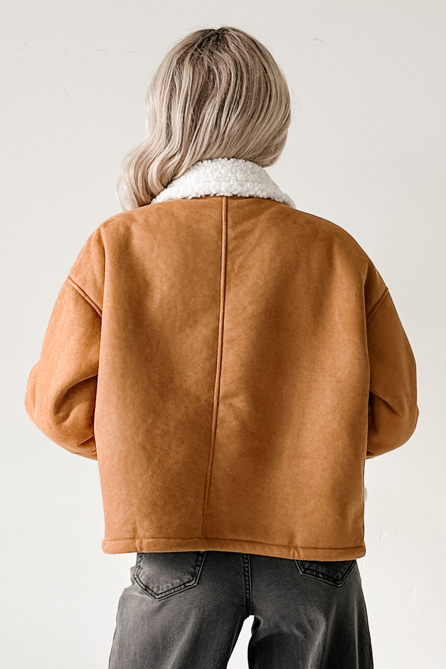 Carol Nights Faux Suede Sherpa Jacket (Camel)-The Formal Wear