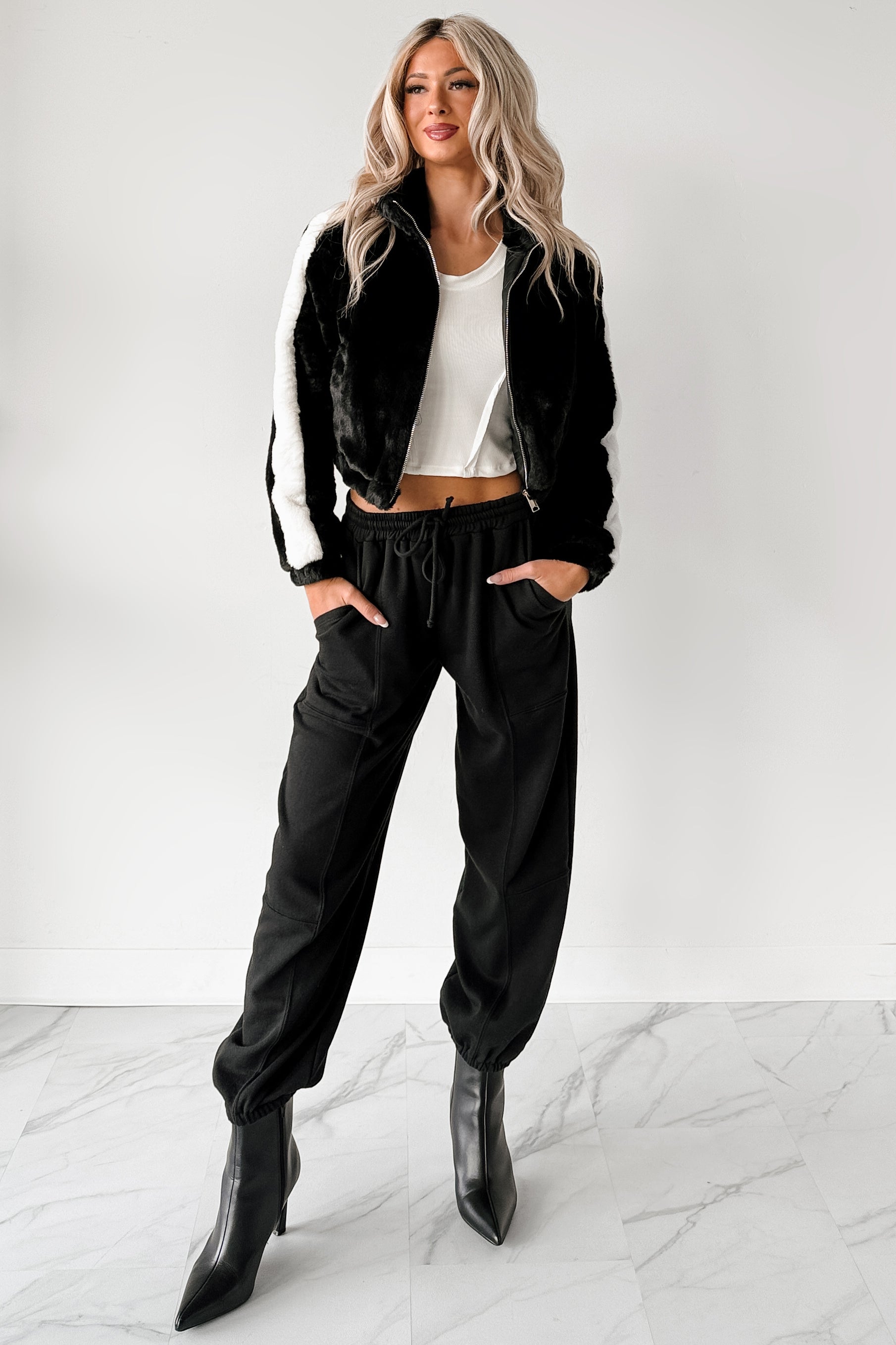 Casual Darling High Rise Jogger Sweatpants (Black)-The Formal Wear