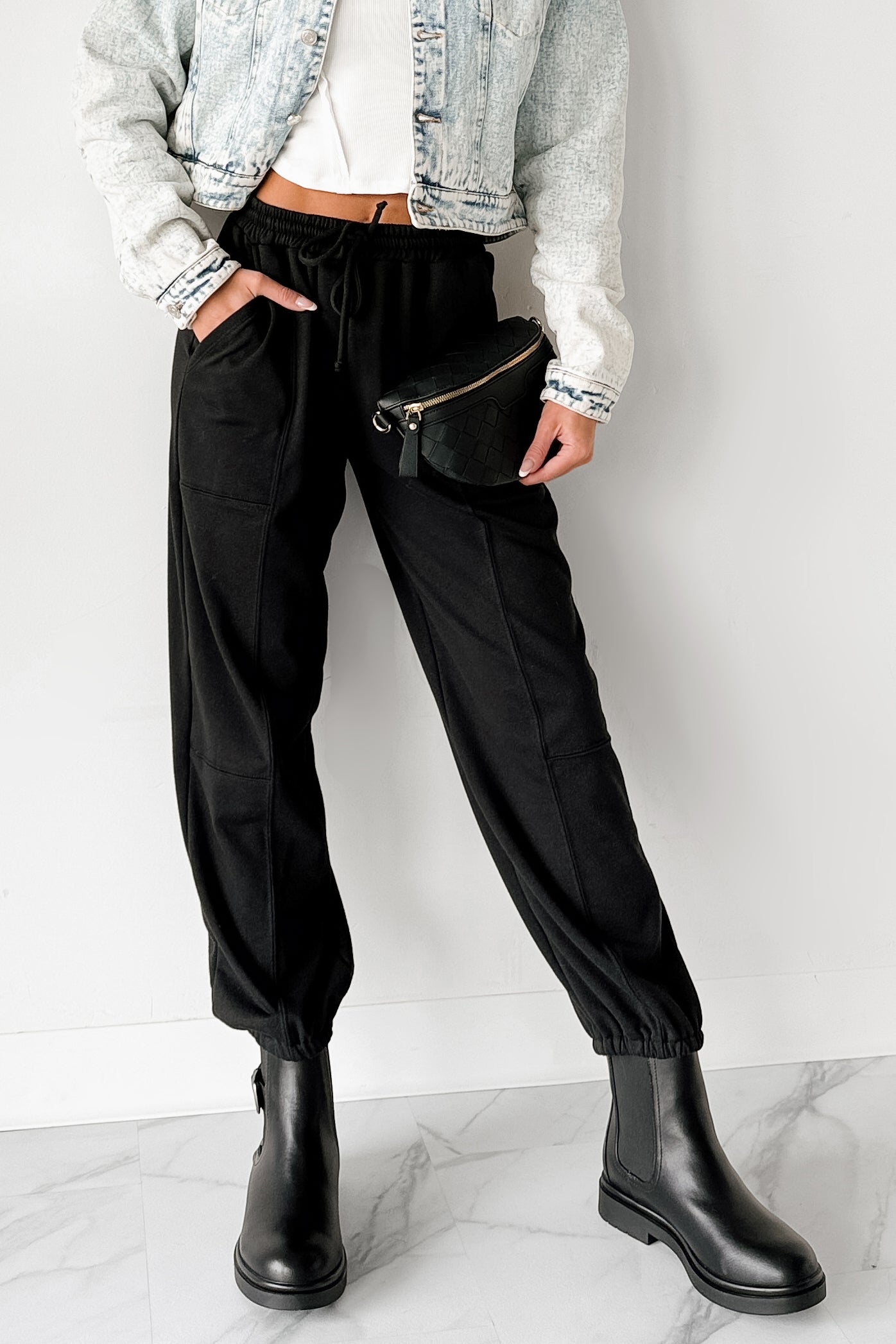 Casual Darling High Rise Jogger Sweatpants (Black)-The Formal Wear