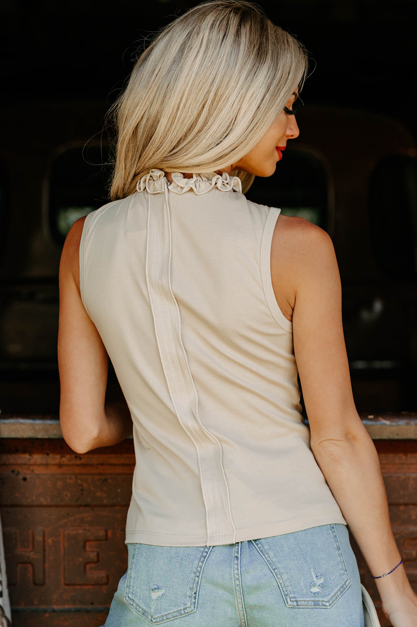 Rodeo Ready Embroidered Ruffle Top (Sand)-The Formal Wear